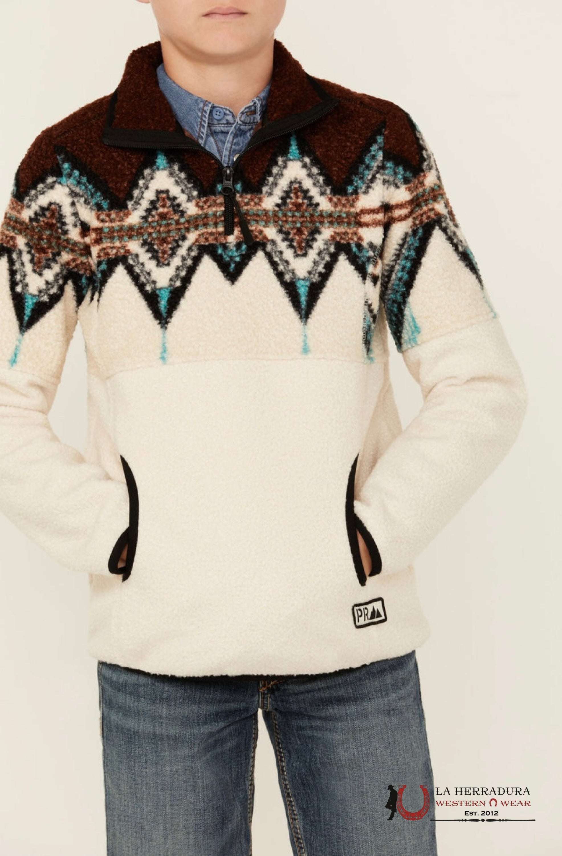 Panhandle Dark Brown Border Rebber Pullover Kids Jacket Niños
