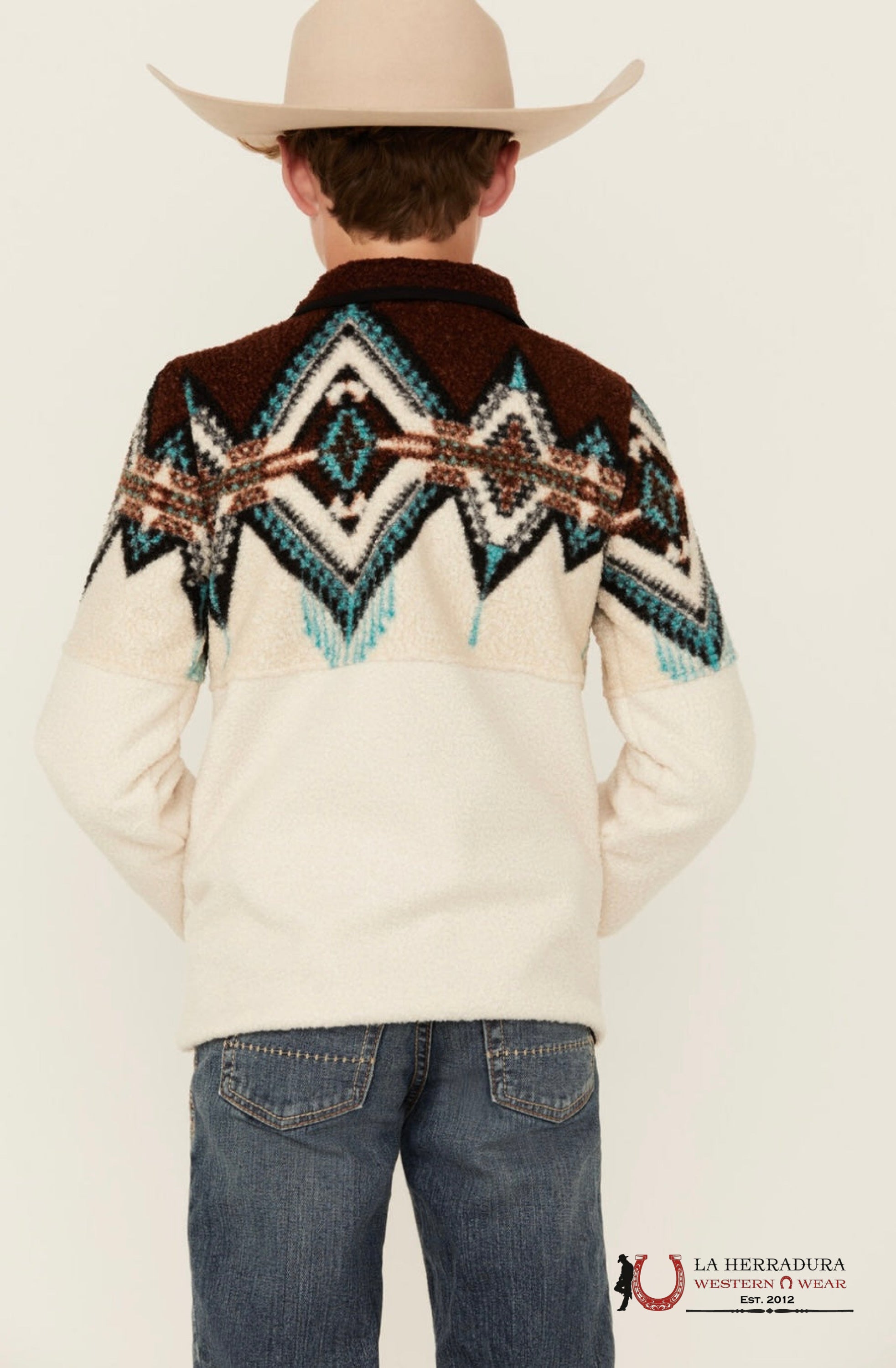Panhandle Dark Brown Border Rebber Pullover Kids Jacket Niños