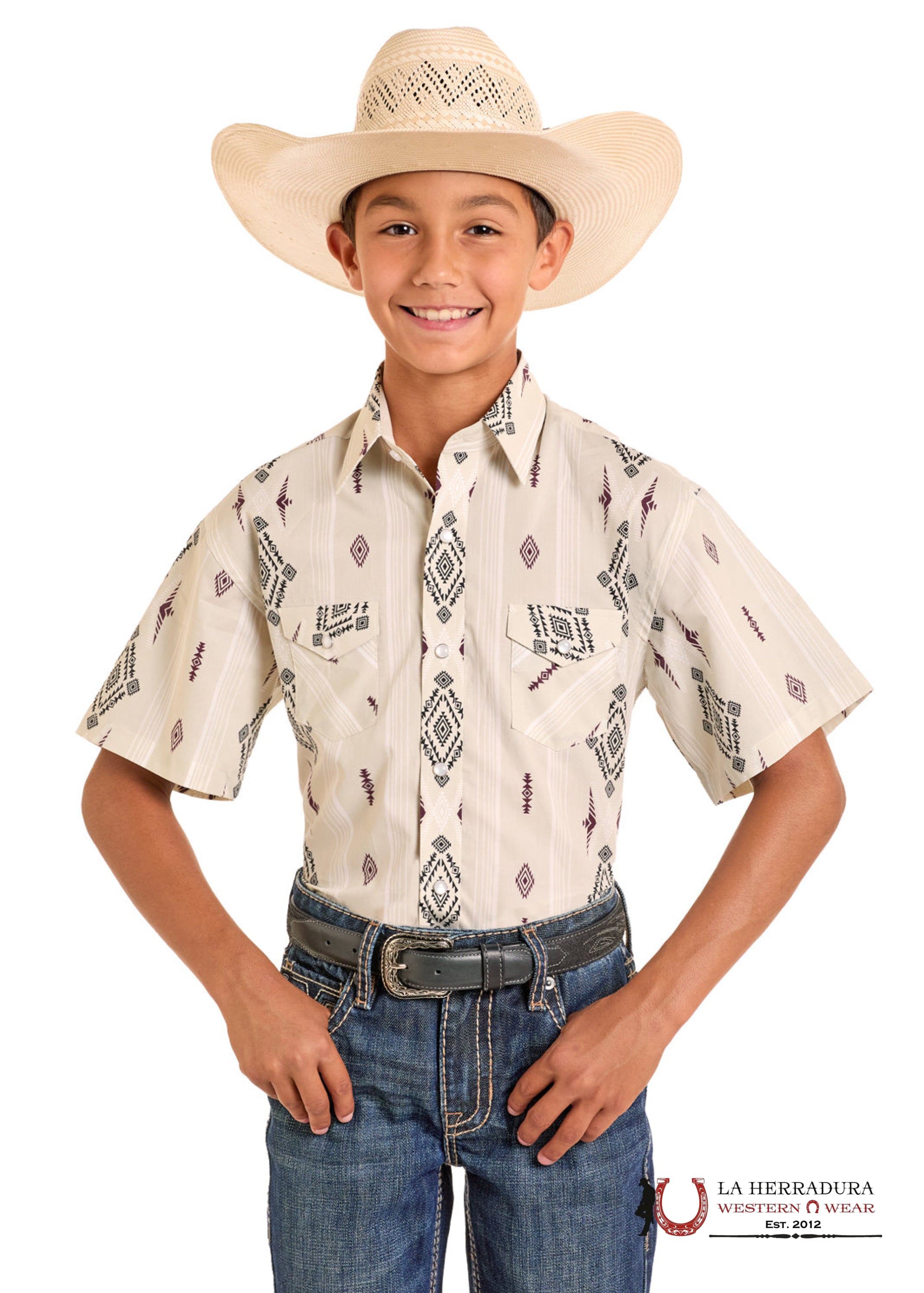 Panhandle Light Grey short Sleeve Shirt Boys -PBN3S06585 NIÑOS