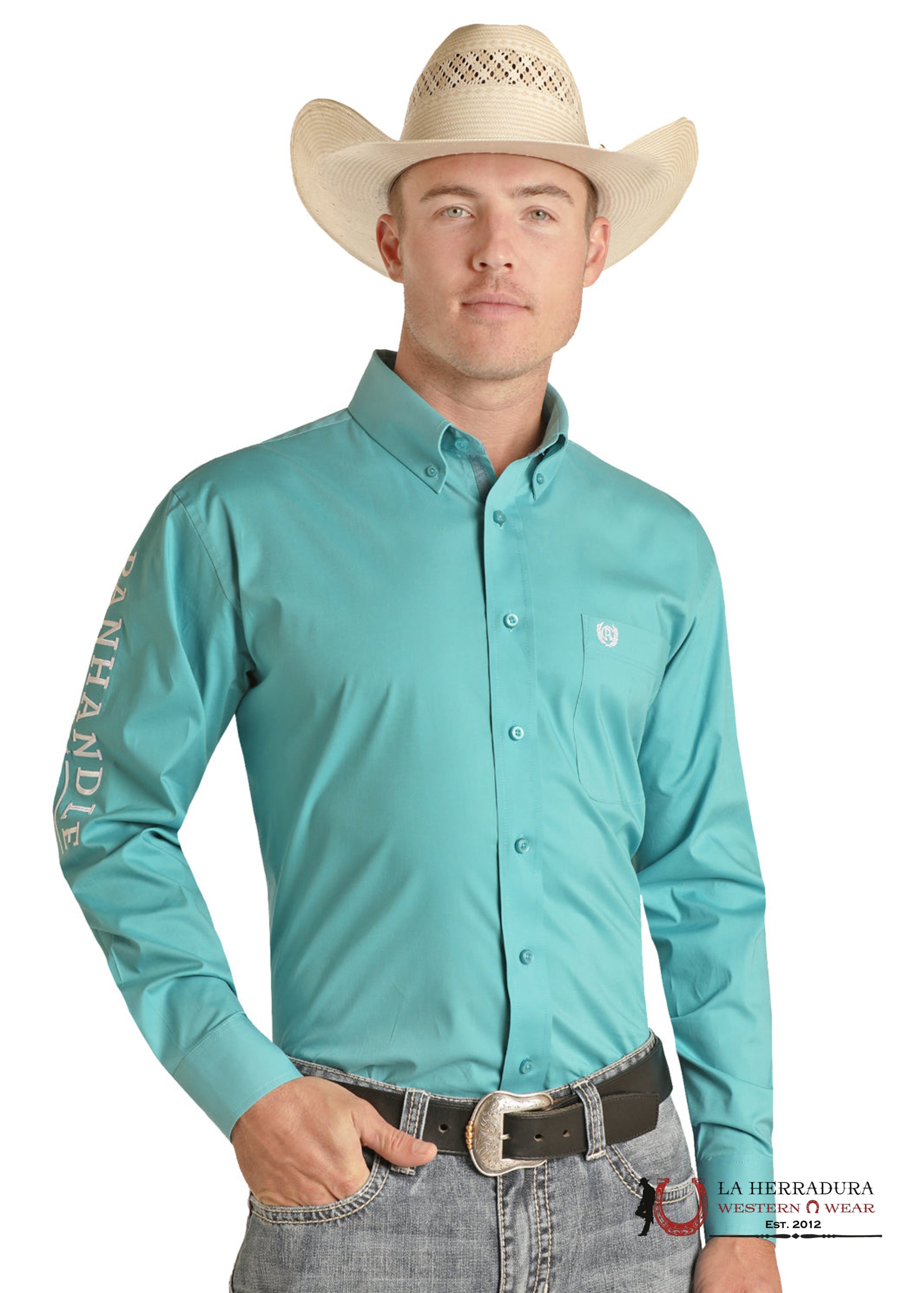 PANHANDLE LONG SLEEVE SOLID POLIN TURQUOISE PSMSOER0LT ROPA HOMBRES