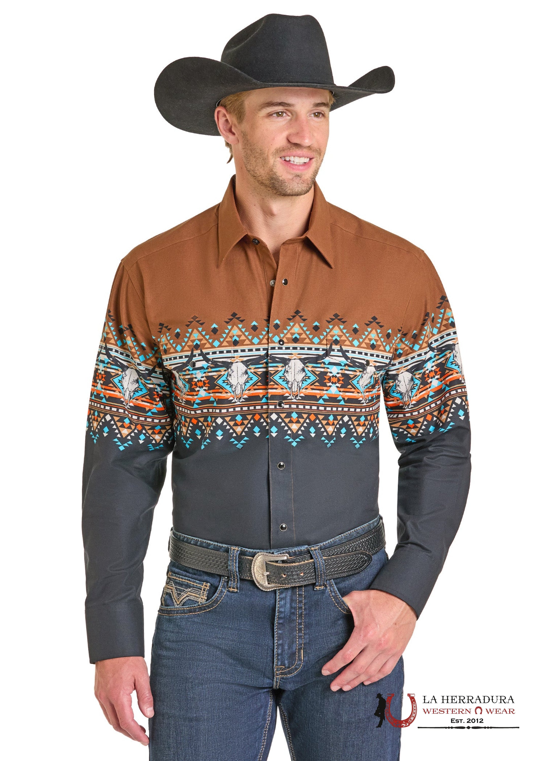 Panhandle Men Black Short Sleeve Shirt SMN2S07387 ROPA HOMBRES