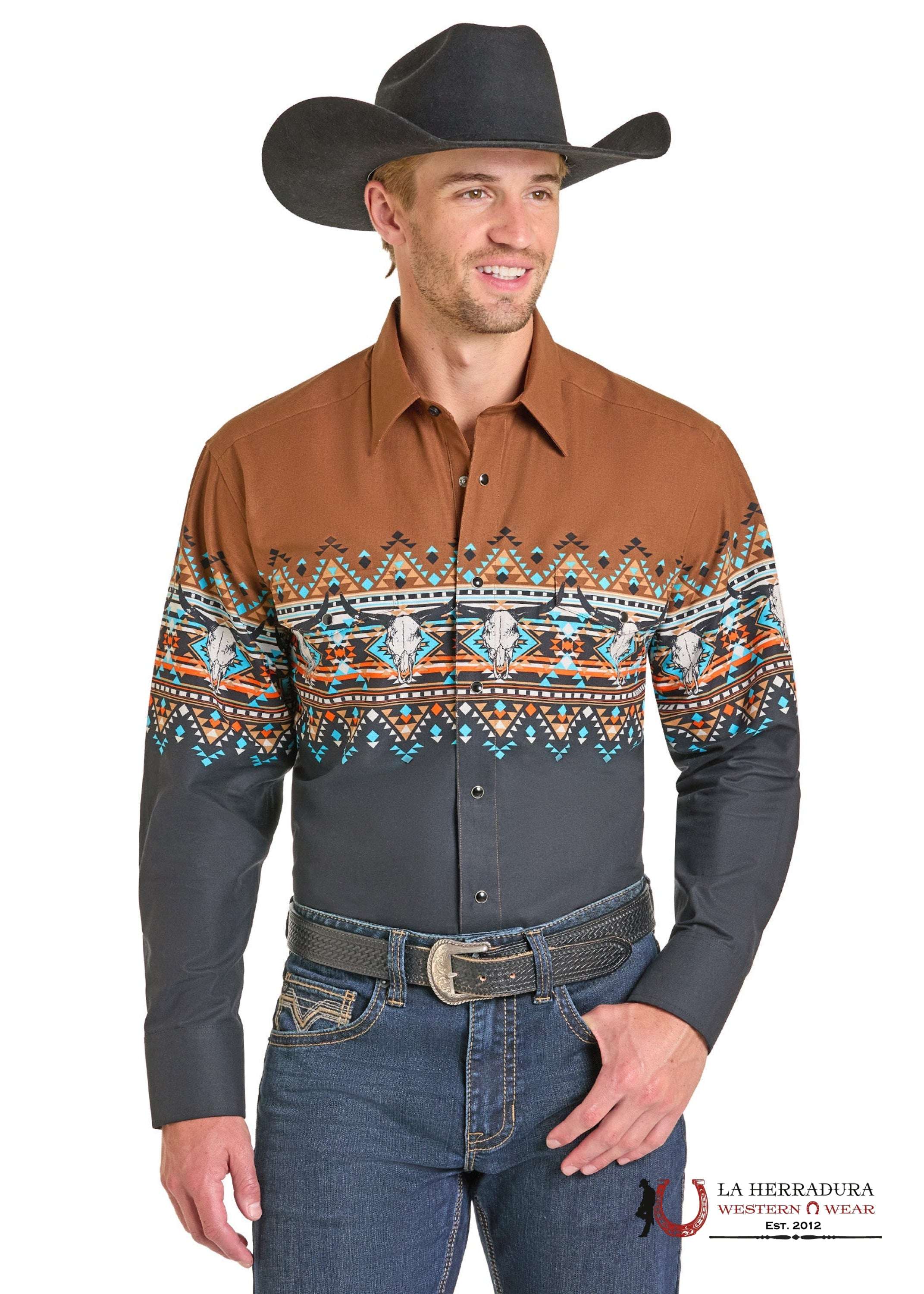 Panhandle Men Black Short Sleeve Shirt SMN2S07387 ROPA HOMBRES