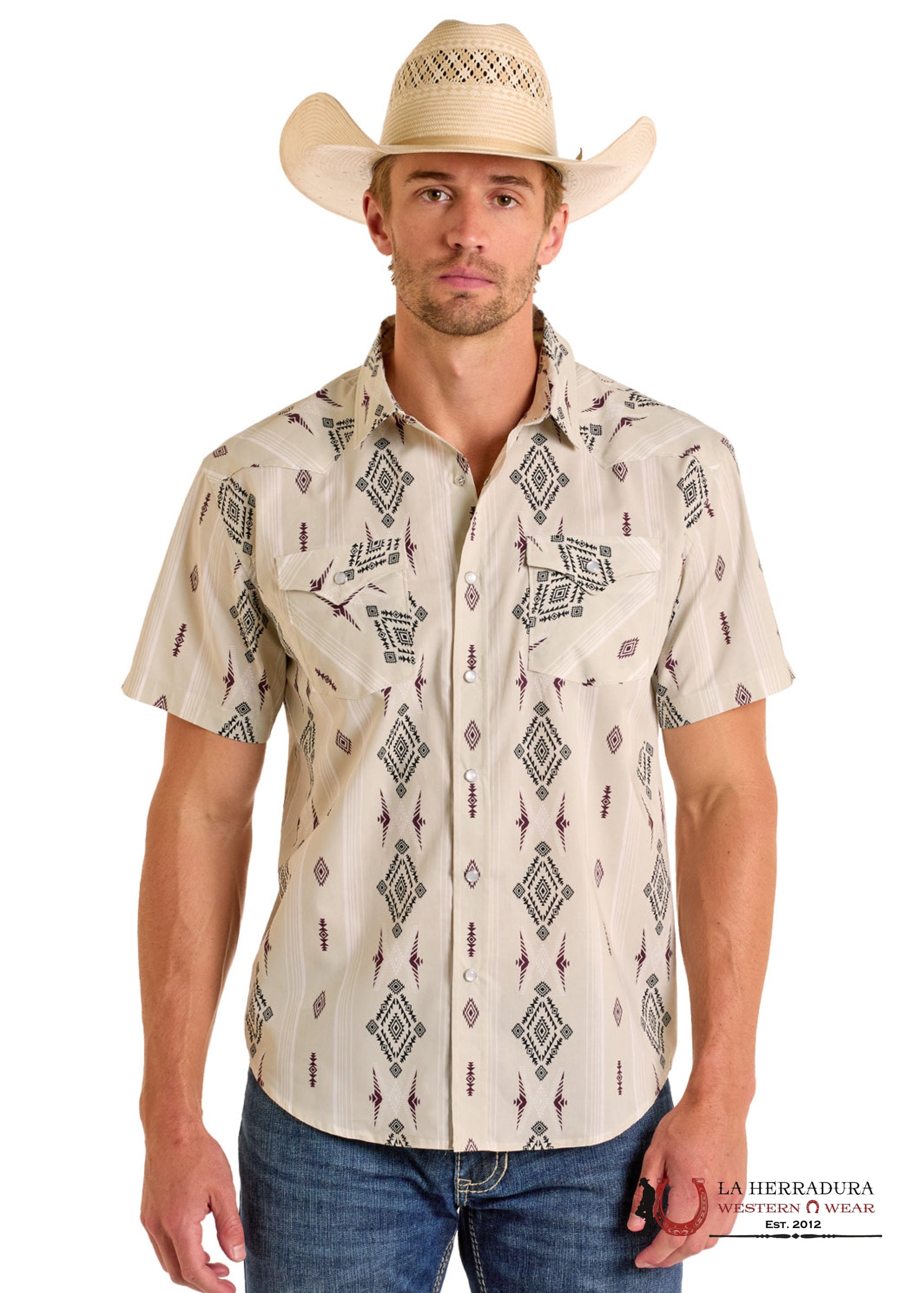 Panhandle Men’s Light Grey Short Sleeve Shirt- PMN3S06585 ROPA HOMBRES