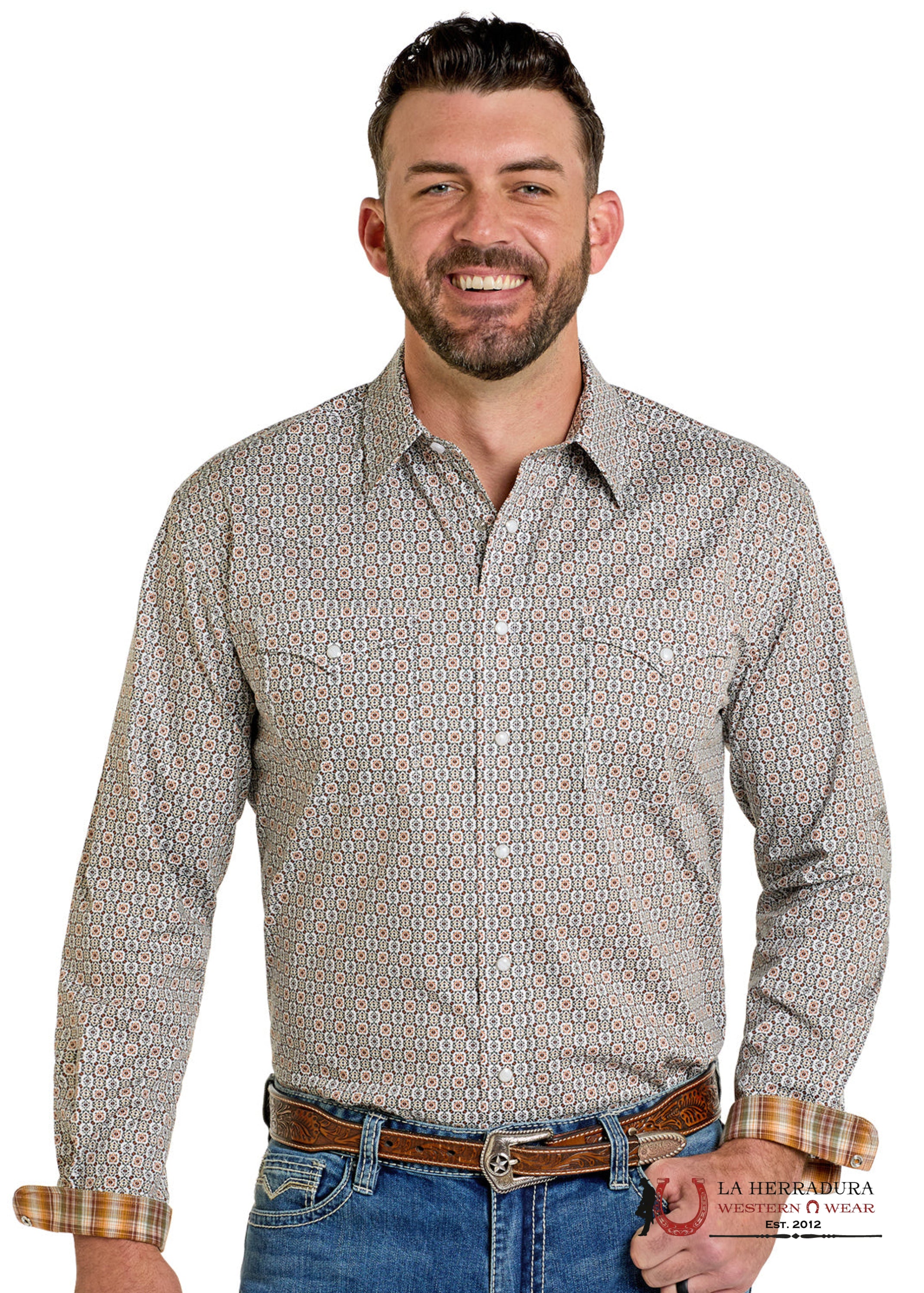 Panhandle Men’s Tan Short Sleeve Shirt- RMN2S06534 ROPA HOMBRES