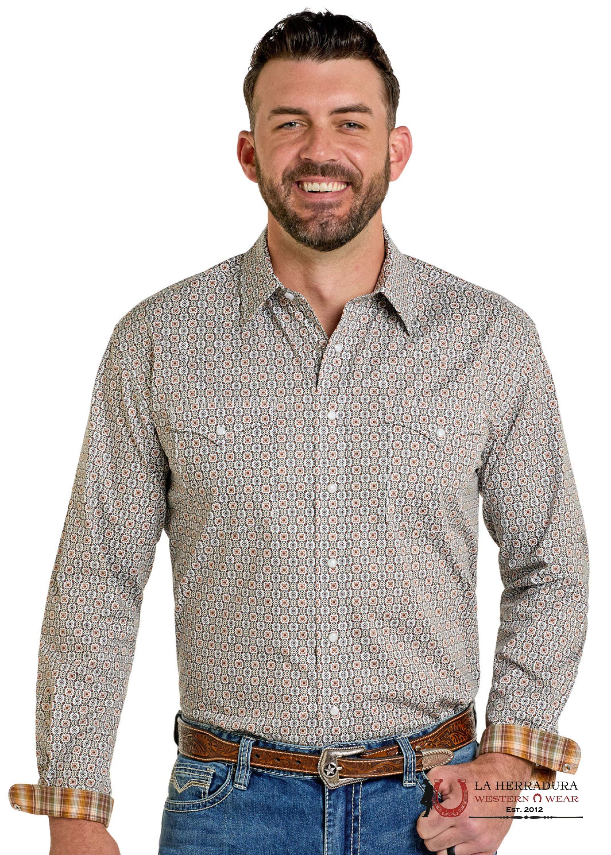 Panhandle Men’s Tan Short Sleeve Shirt- RMN2S06534 ROPA HOMBRES