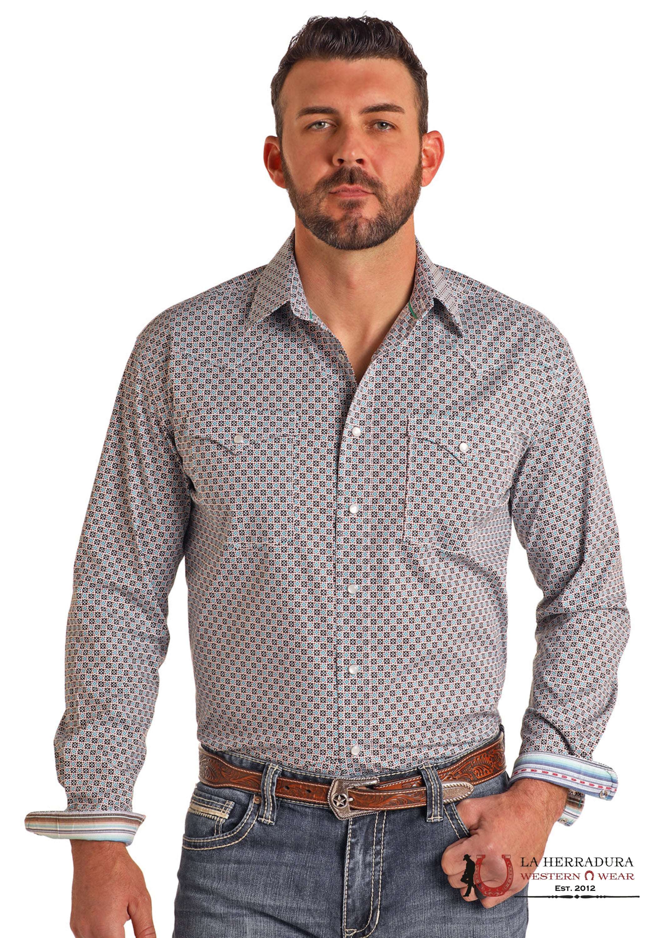Panhandle Men’s TURQUOISE Long Sleeve Shirt- RMN2S05680 ROPA HOMBRES