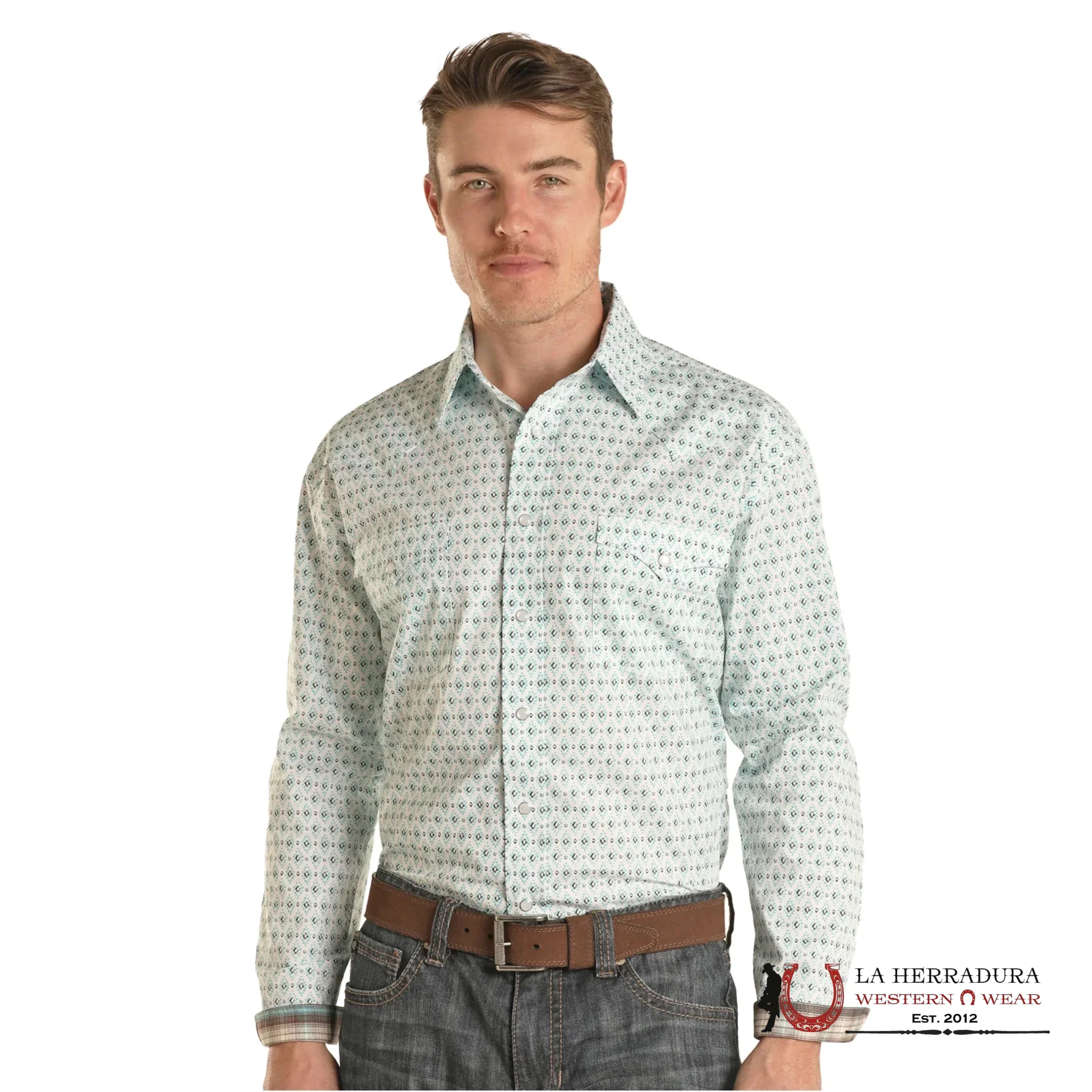 Panhandle Men’s TURQUOISE Long Sleeve Shirt- RSMSOSR0E8 ROPA HOMBRES
