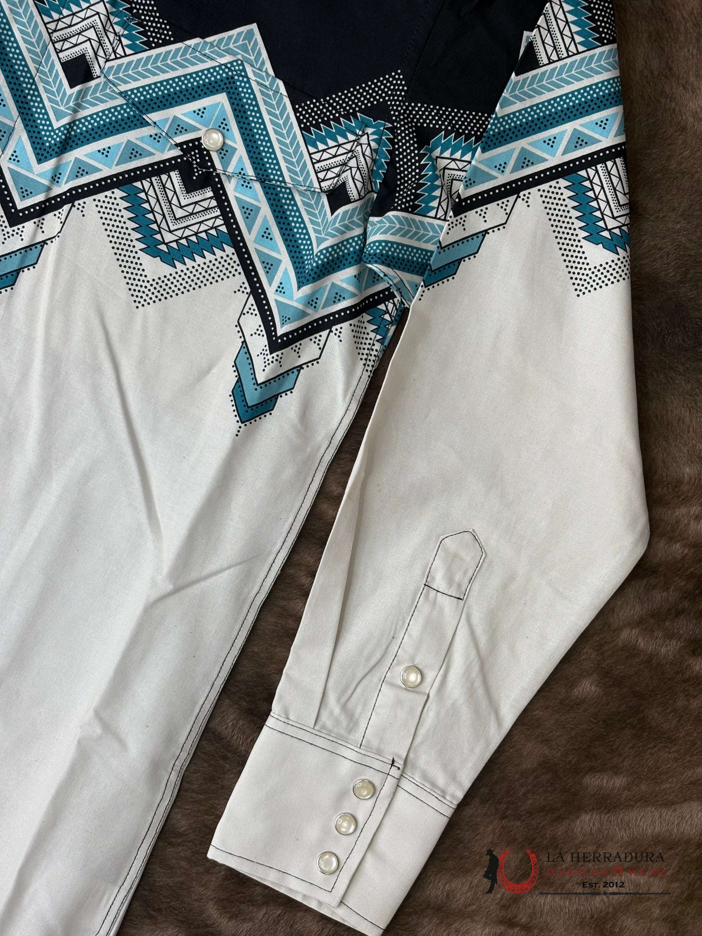 Panhandle Natural Long Sleeve With Aztec Print Mens Shirt - 6641 ROPA HOMBRES