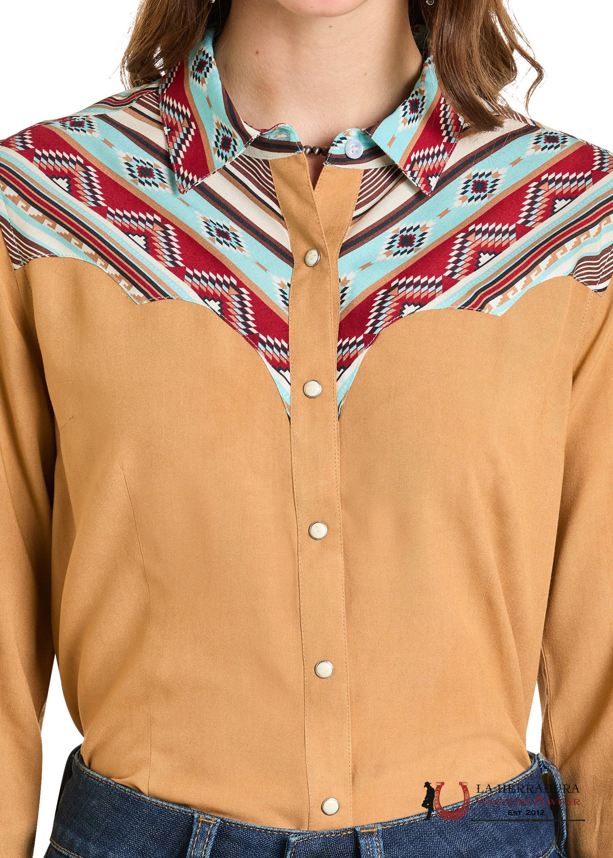 Panhandle Shirt Tan Snap LWN2S07113 ROPA MUJERES