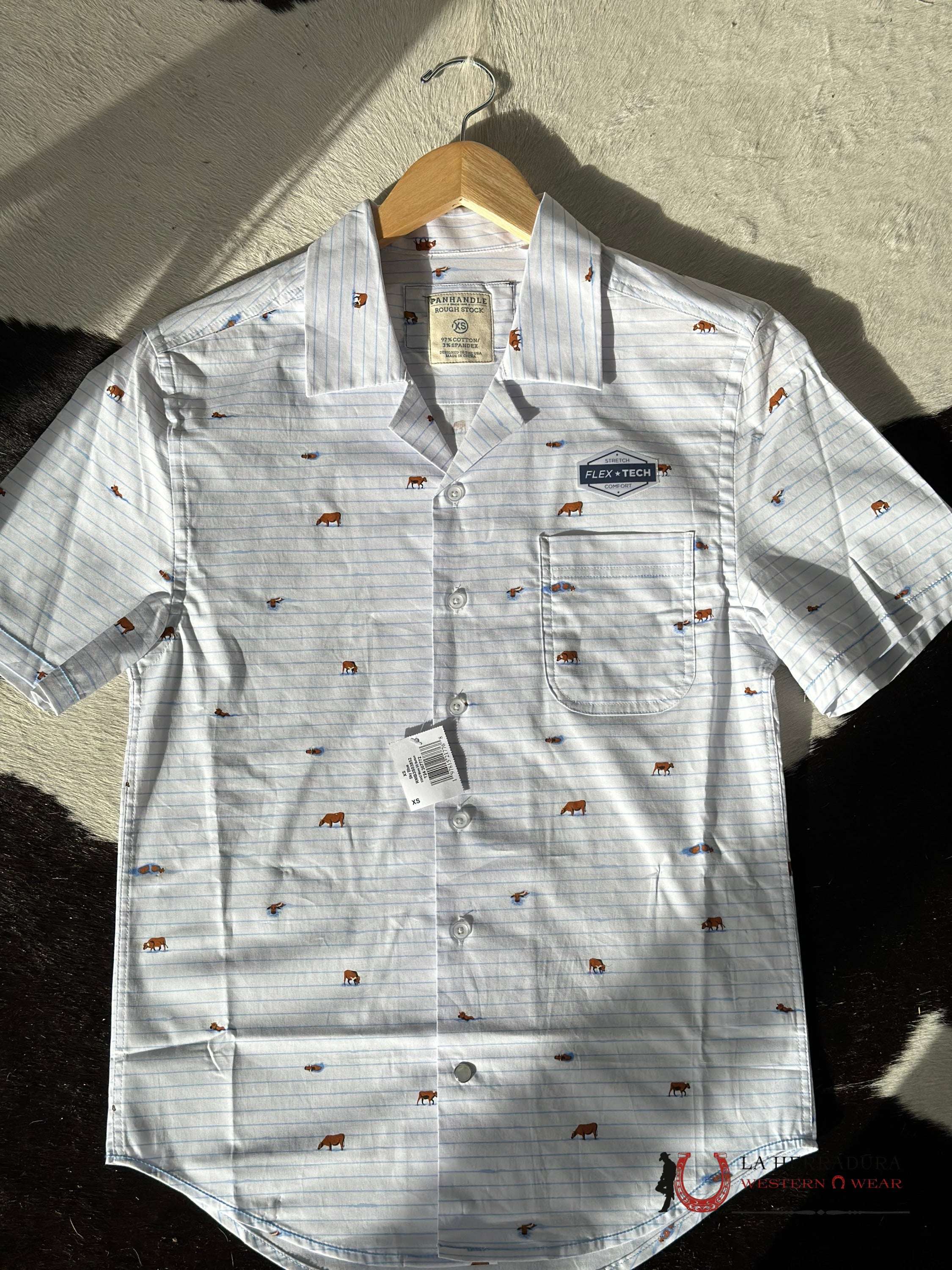 Panhandle Sky Blue Button Short Sleeve Shirt Ropa Hombres