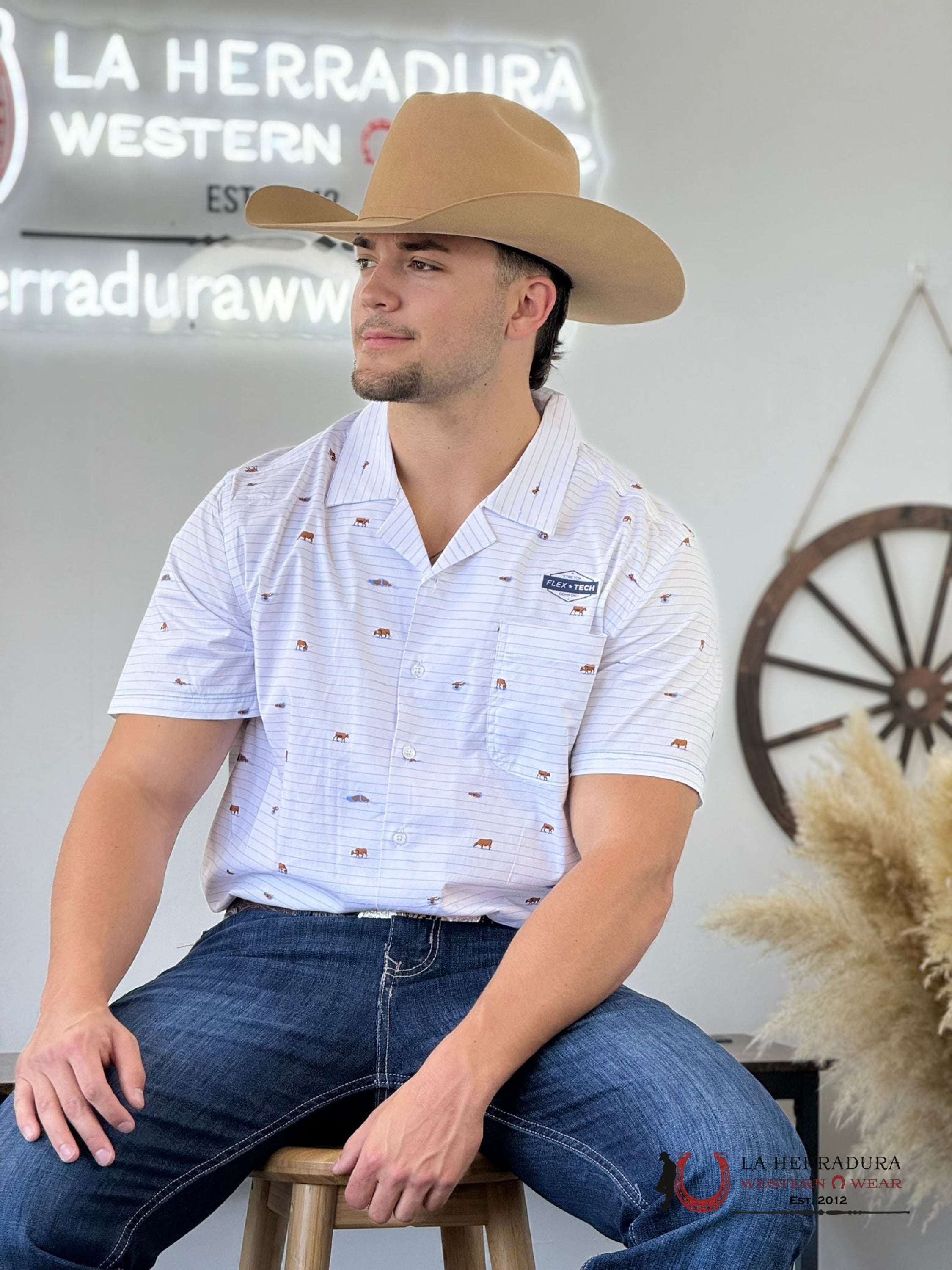 Panhandle Sky Blue Button Short Sleeve Shirt Ropa Hombres