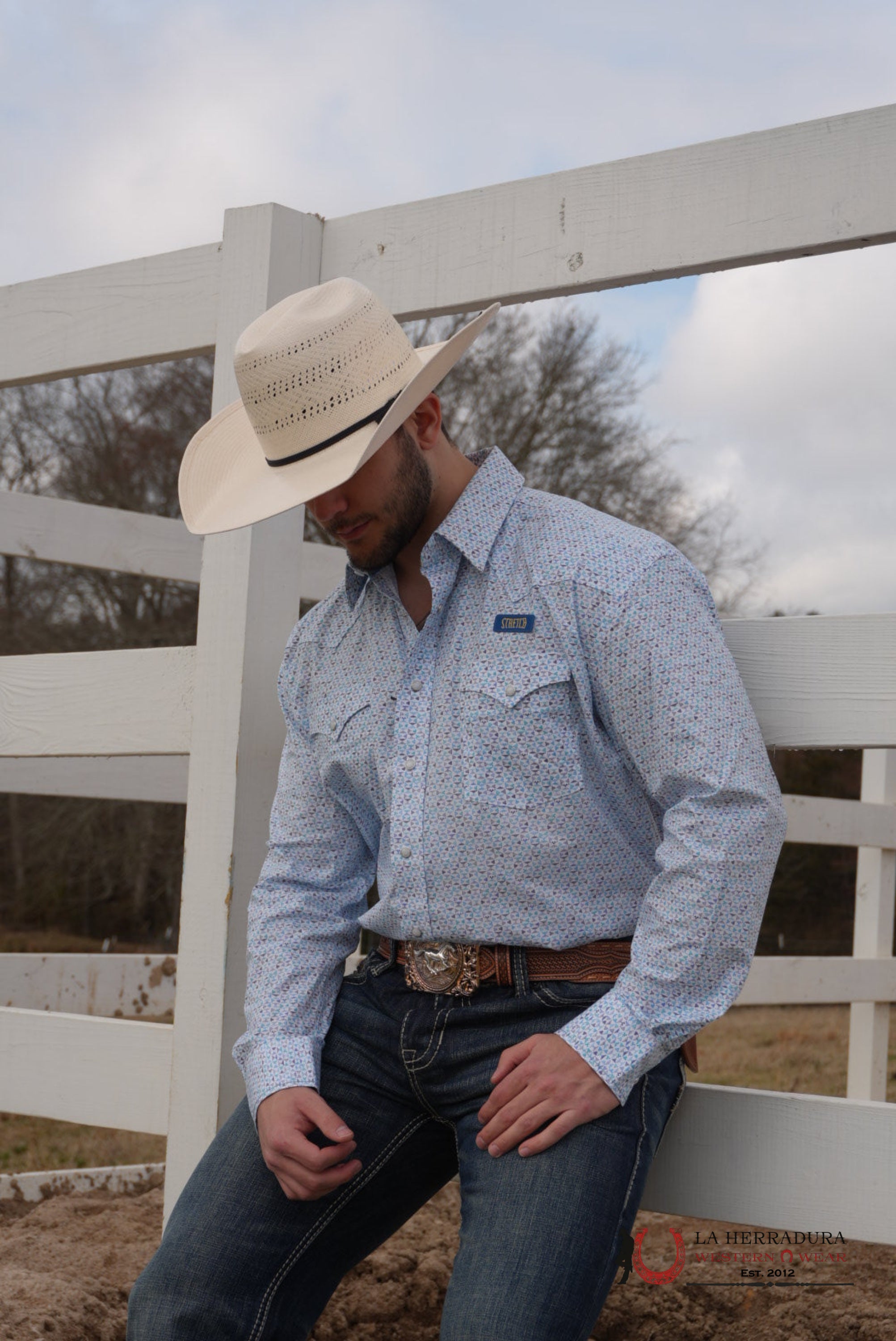 PANHANDLE SLIM BLUE MENS LONG SLEEVE SHIRT SNAP - 5672 ROPA HOMBRES