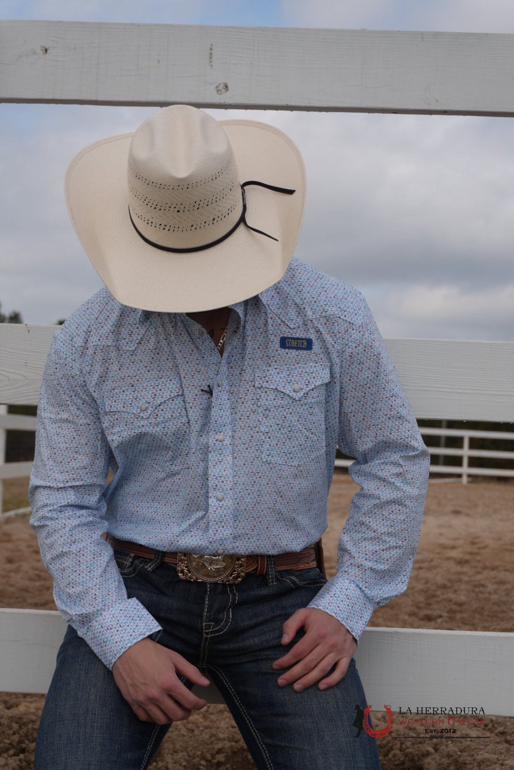 PANHANDLE SLIM BLUE MENS LONG SLEEVE SHIRT SNAP - 5672 ROPA HOMBRES