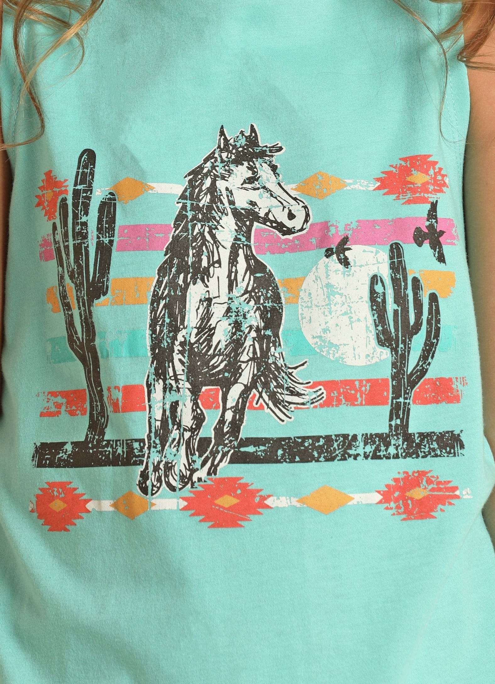 ROCK&ROLL SHIRT GRAPHIC T- BACK TANK GIRL’S TURQUOISE RRGT20R191 Laherradurawwnc.com