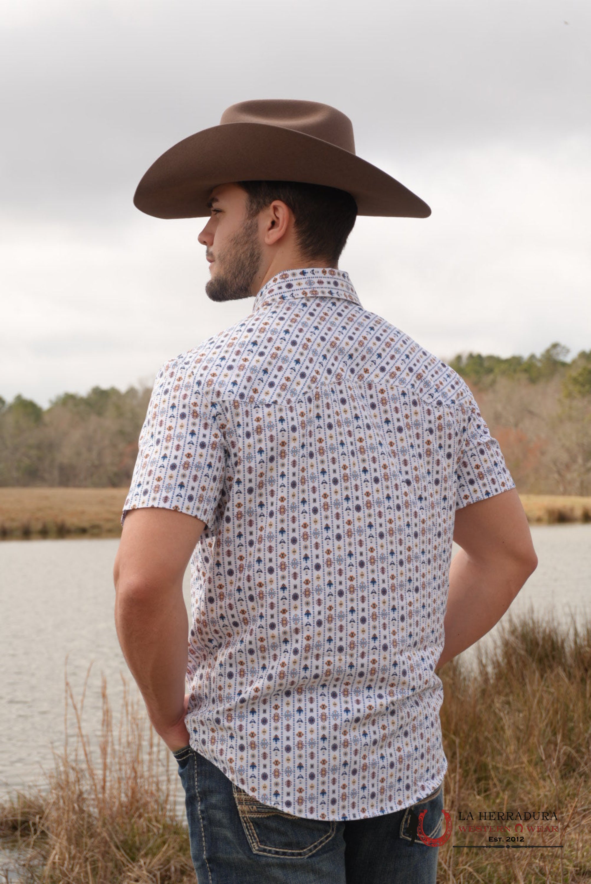 PANHANDLE SLIM WHITE MENS SHORT SLEEVE 2 POCKET SNAP - 5720 ROPA HOMBRES