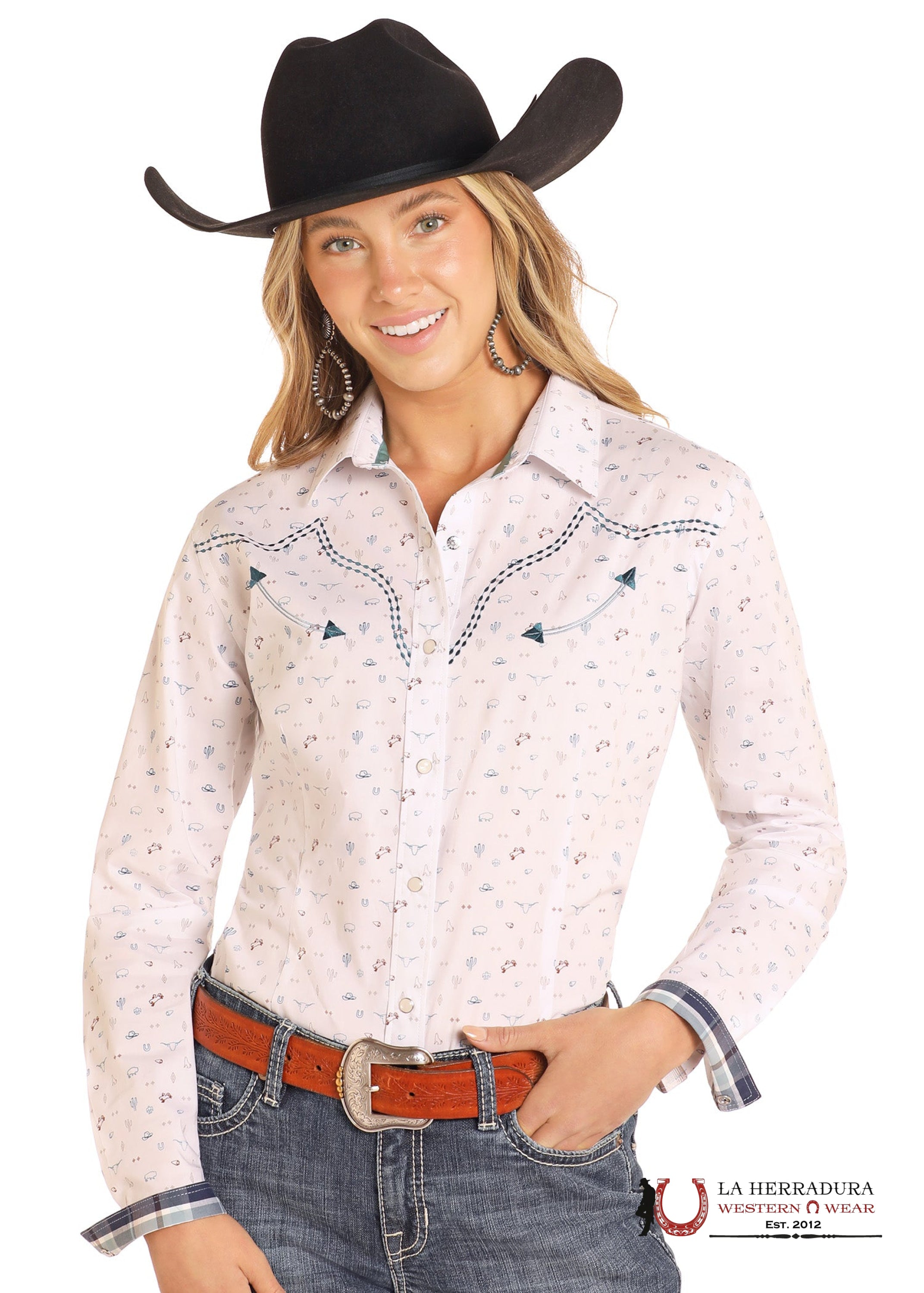 Panhandle Stillwater Long slevee shirt white RWN2S04606 ROPA MUJERES