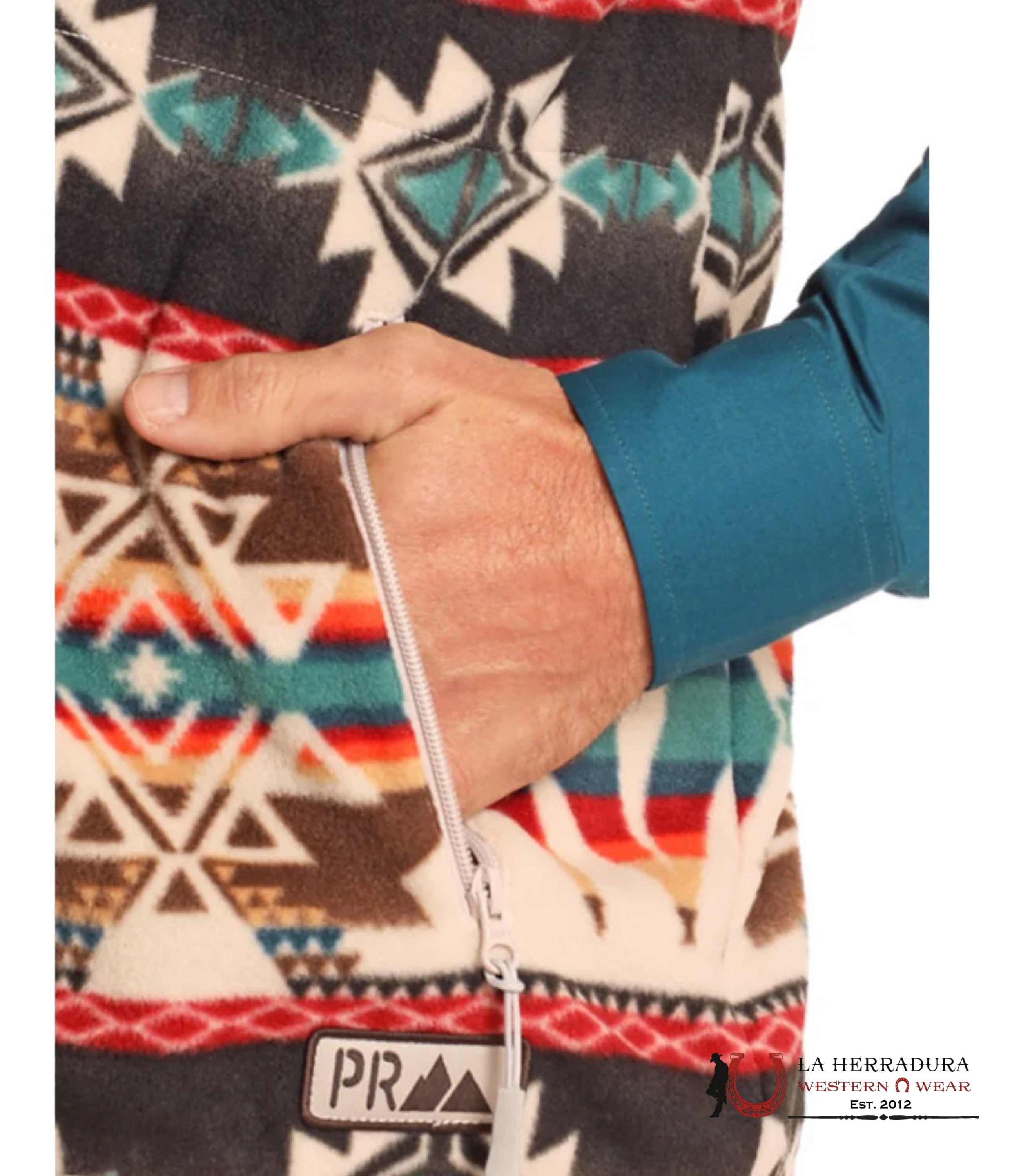 Panhandle Tan Aztec Printed Fleece Vest Ropa Hombres