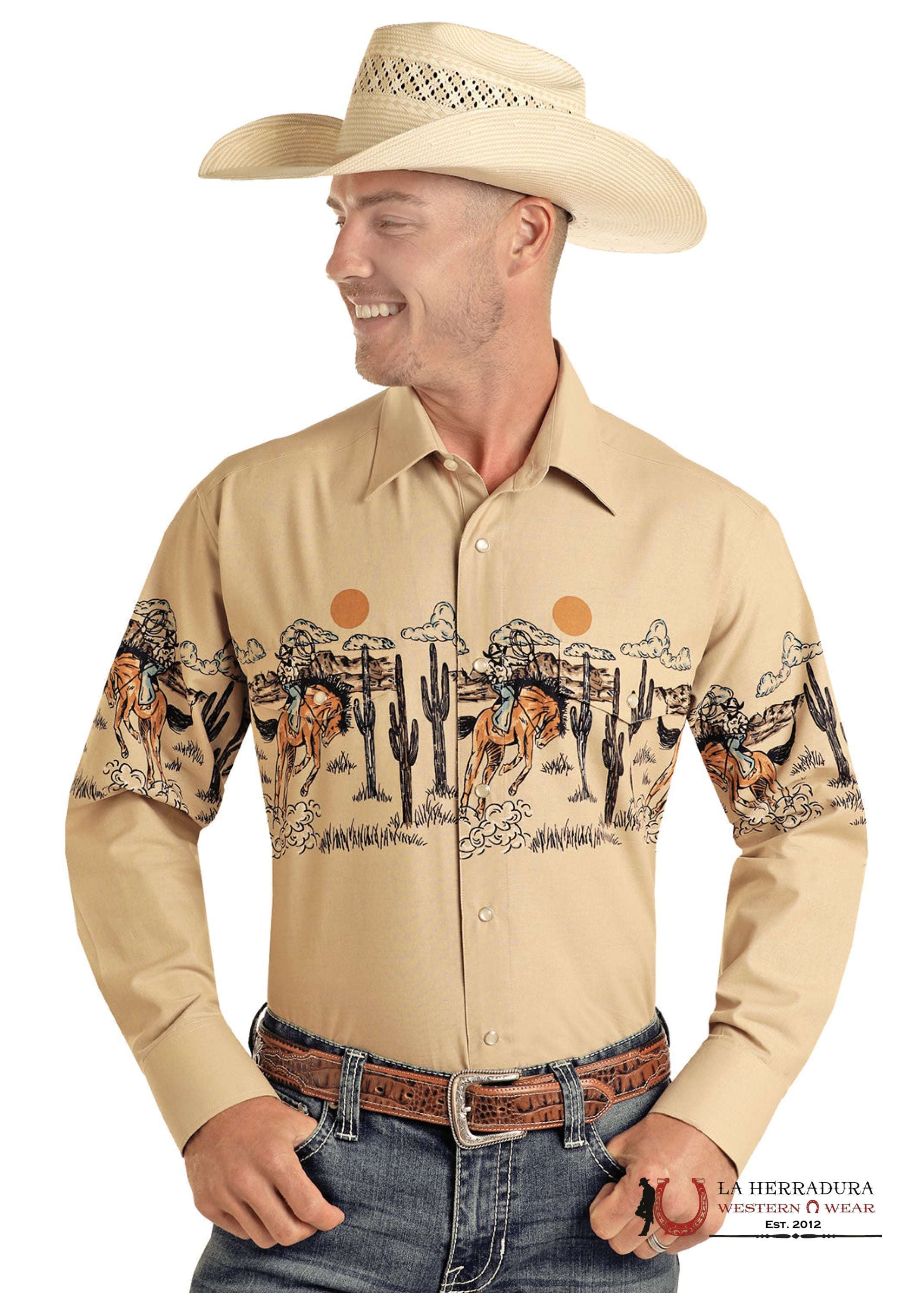 Panhandle Tan Western Long Slevee - SMN2S03217 ROPA HOMBRES