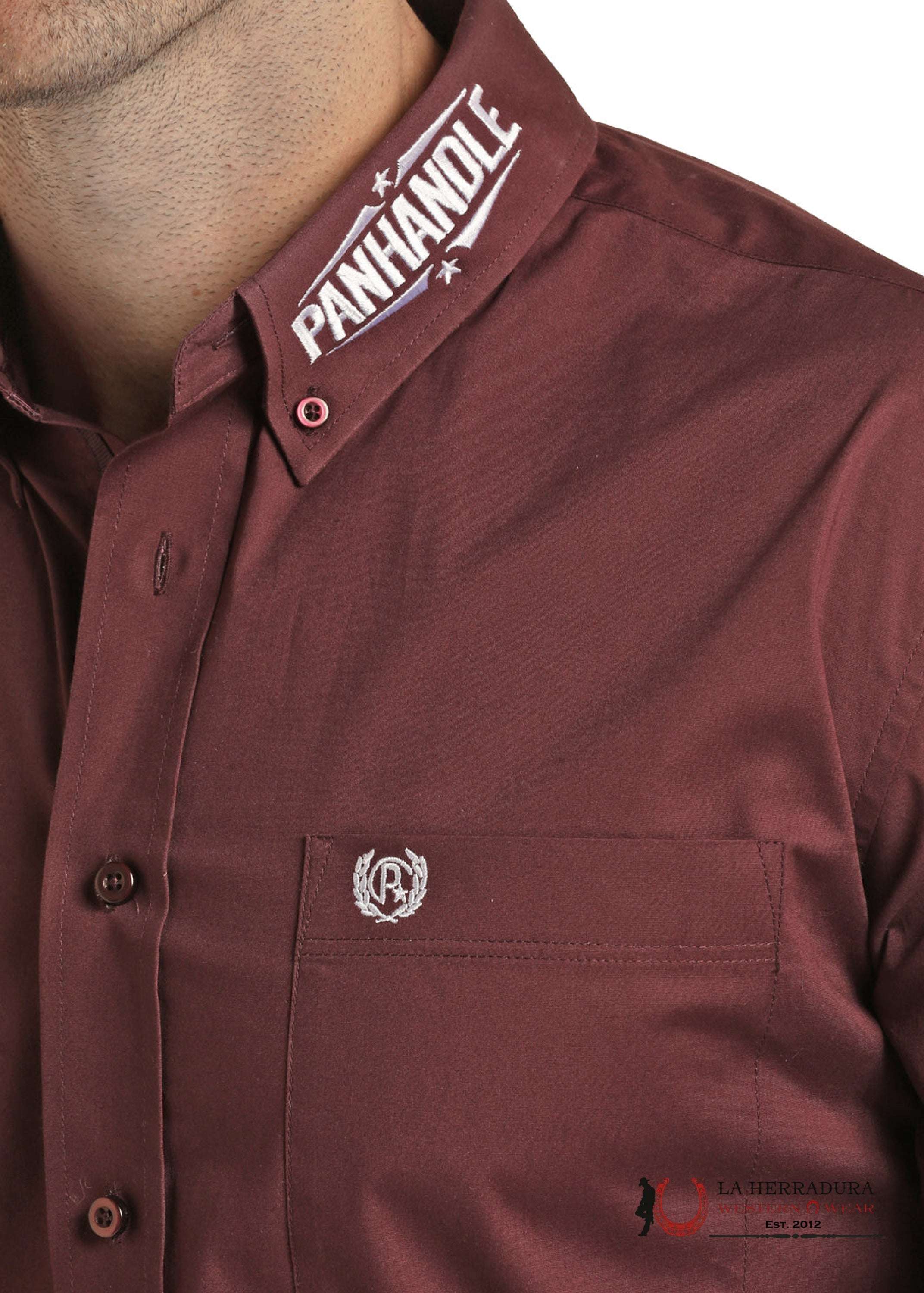 Panhandle Tan Western Long Slevee - BURGUNDY TEAM LOGO PSMSOER07S ROPA HOMBRES