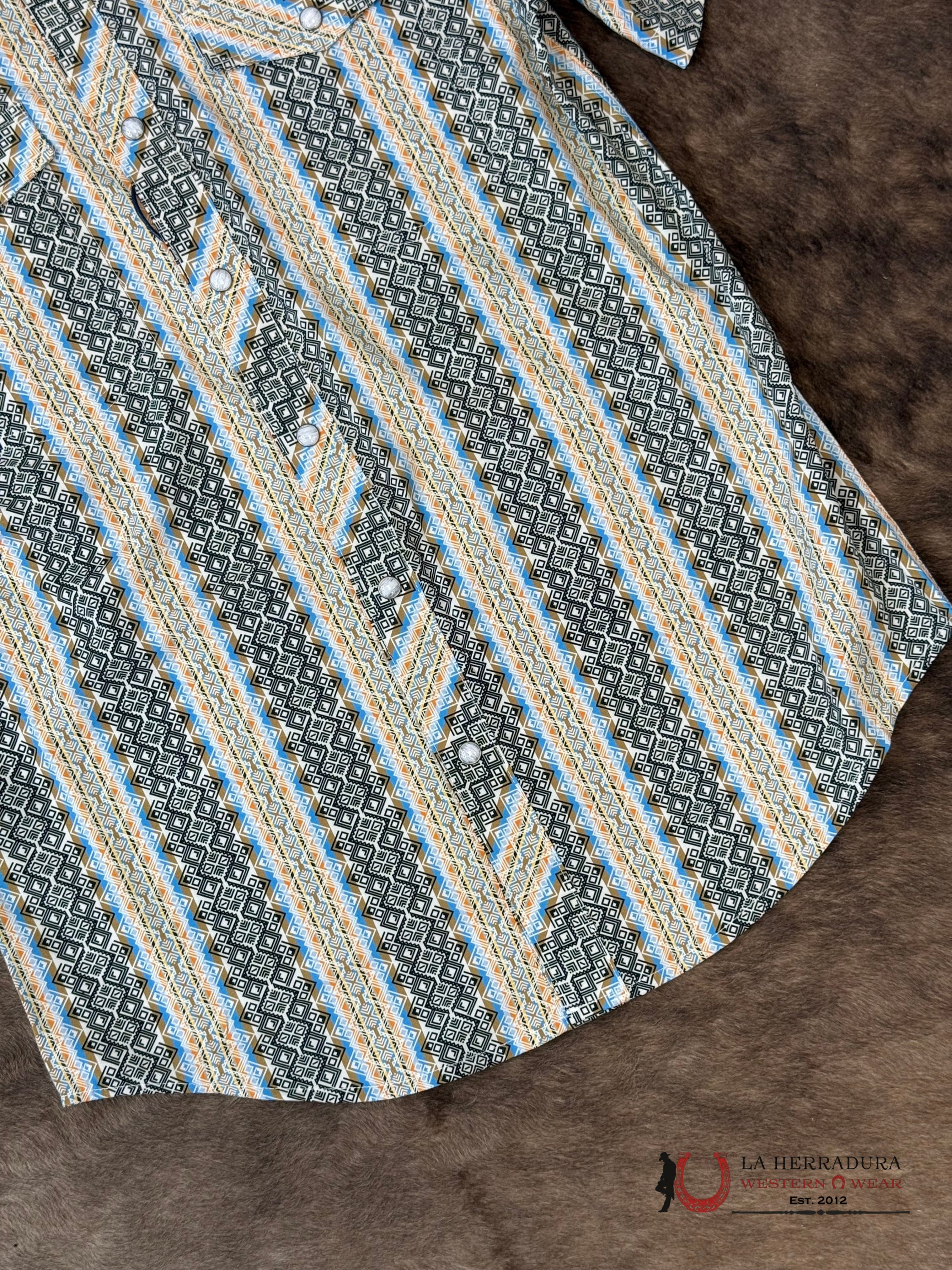 Panhandle Tan With Western Print Multi Color Short Sleeve Shirt Men - 5721 ROPA HOMBRES