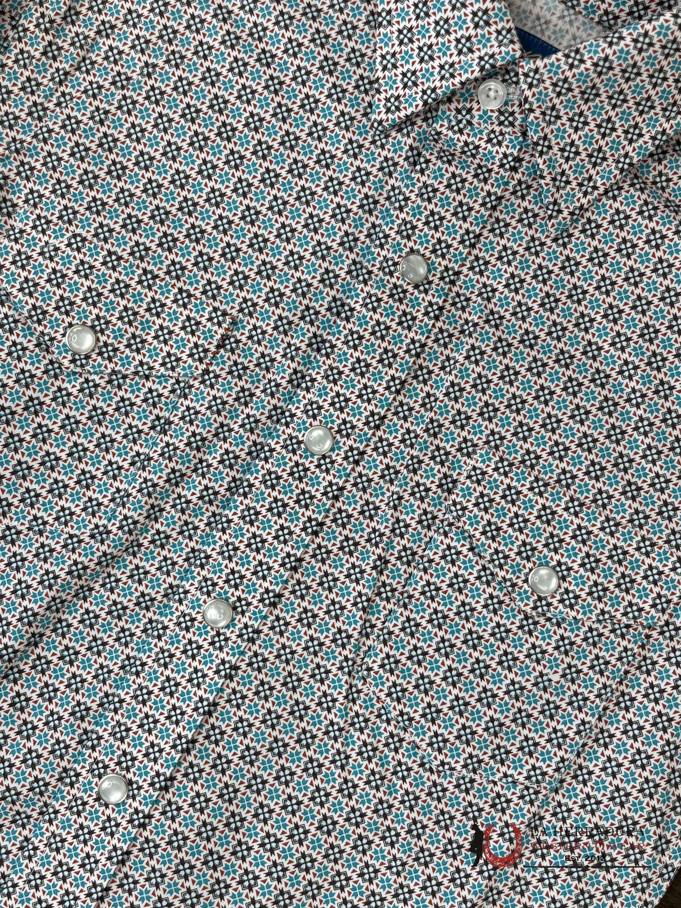 Panhandle Turquoise Long Sleeve With Flore Print Shirt Boys - 5680 NIÑOS