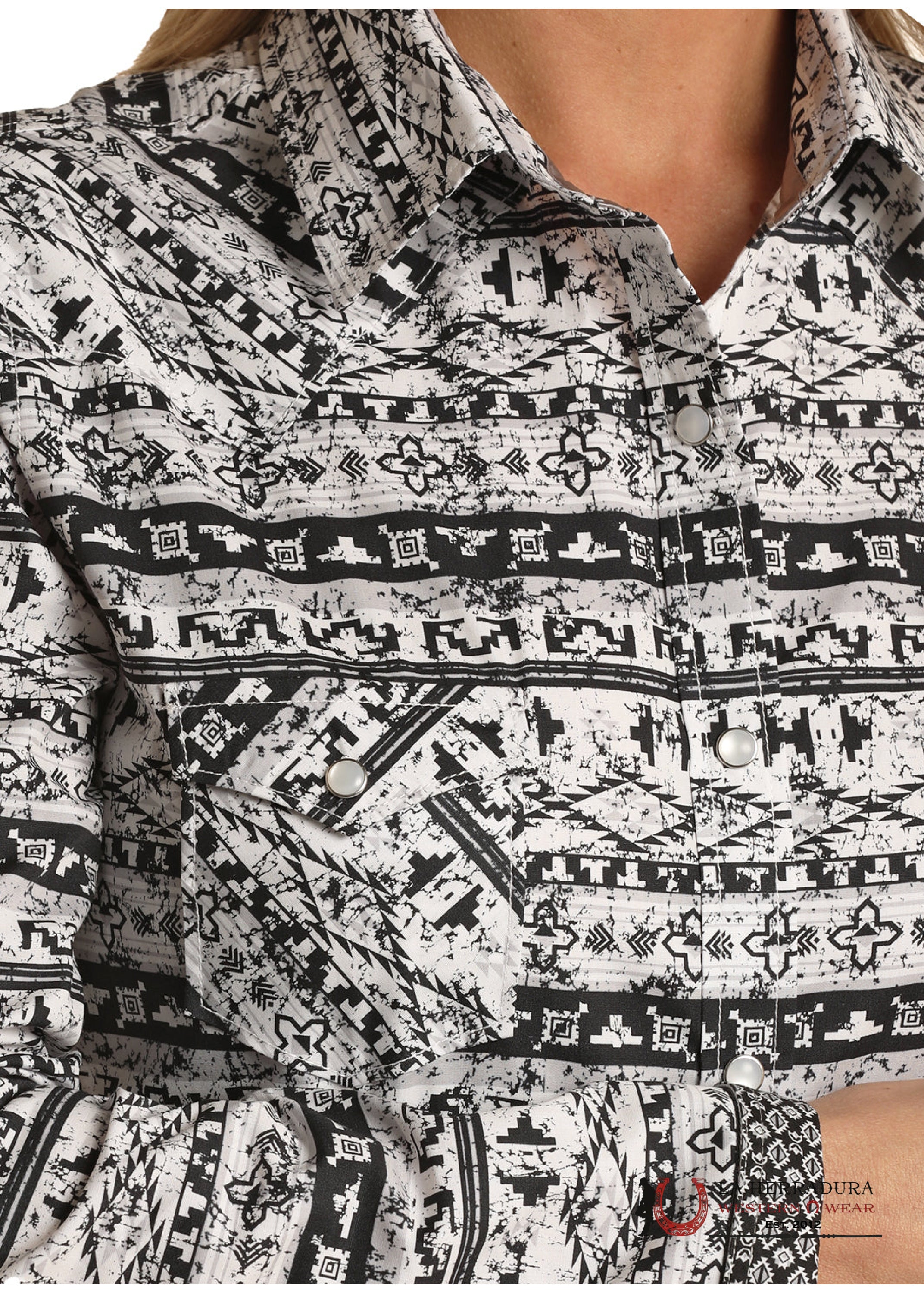 Panhandle White/Black western print RSWSOSRYTT ROPA MUJERES