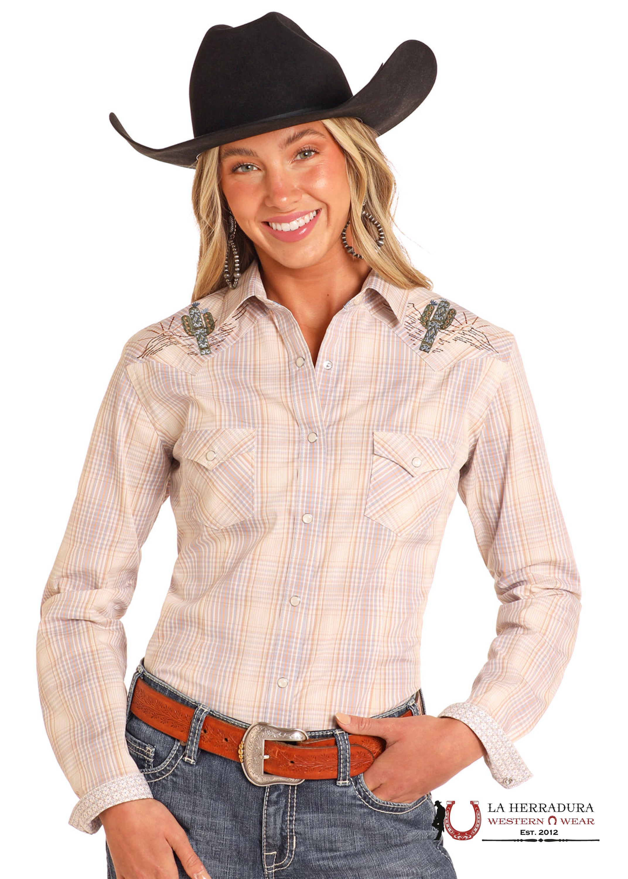 PANHANDLE WOMEN SHIRT LONG SLEEVE EMBROIDERED NATURAL - RMB2S04592 ROPA MUJERES