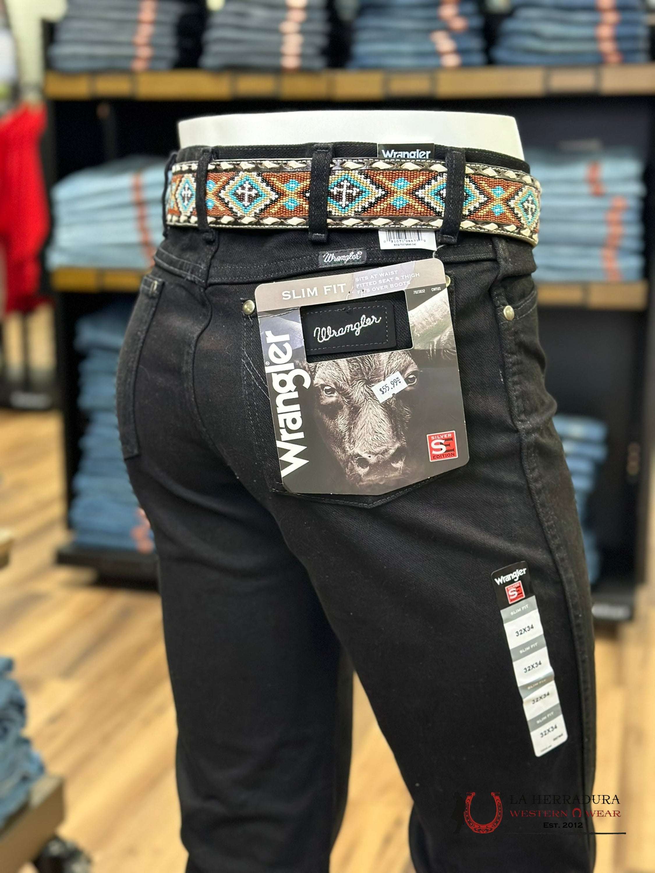 Pantalones Wrangler Mens Black Wash Silver Edition 1093Sewk Slim Fit Jeans