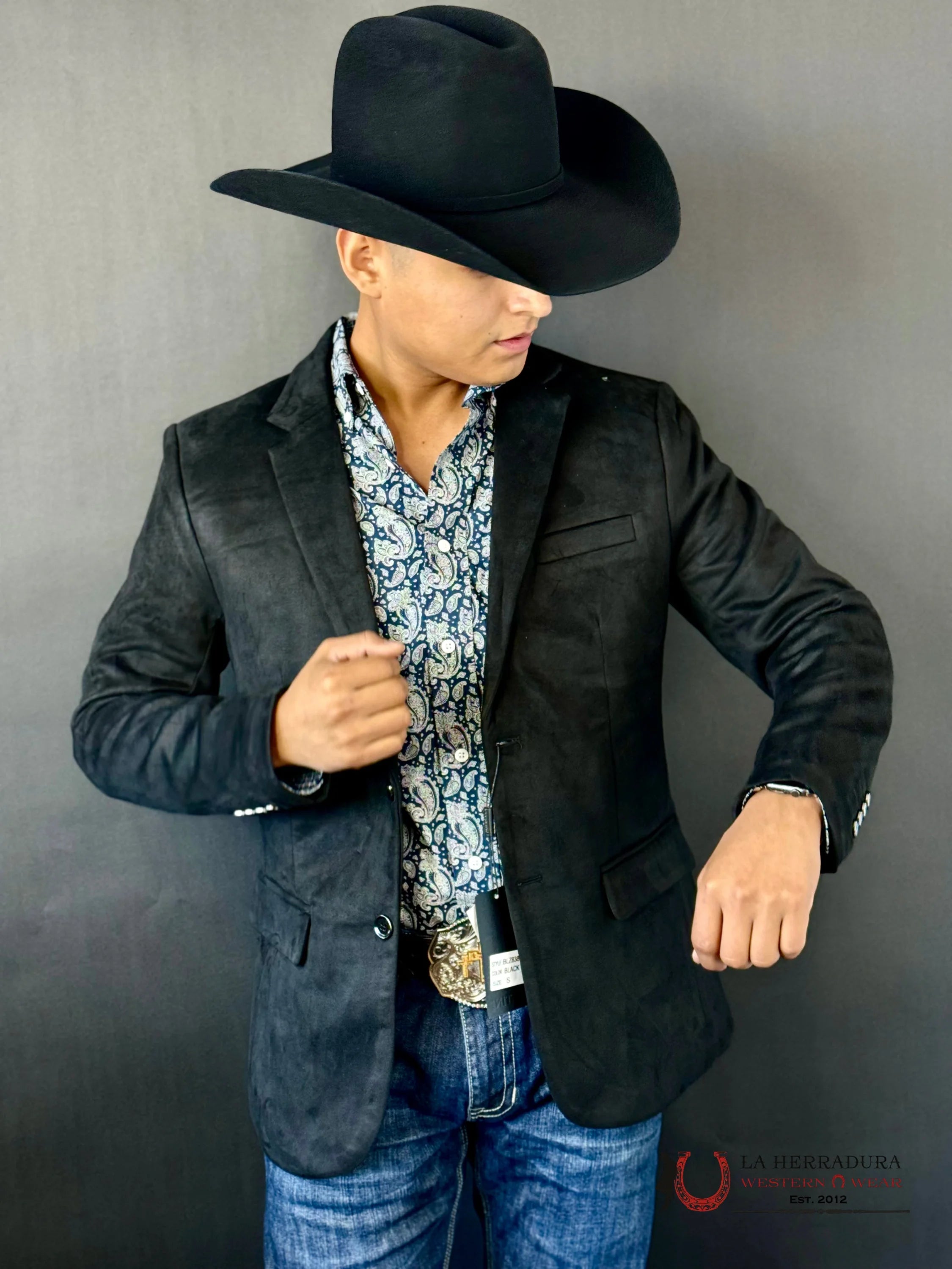 Platini Black Gamuza Suede Blazer- Blz8387 Ropa Hombres