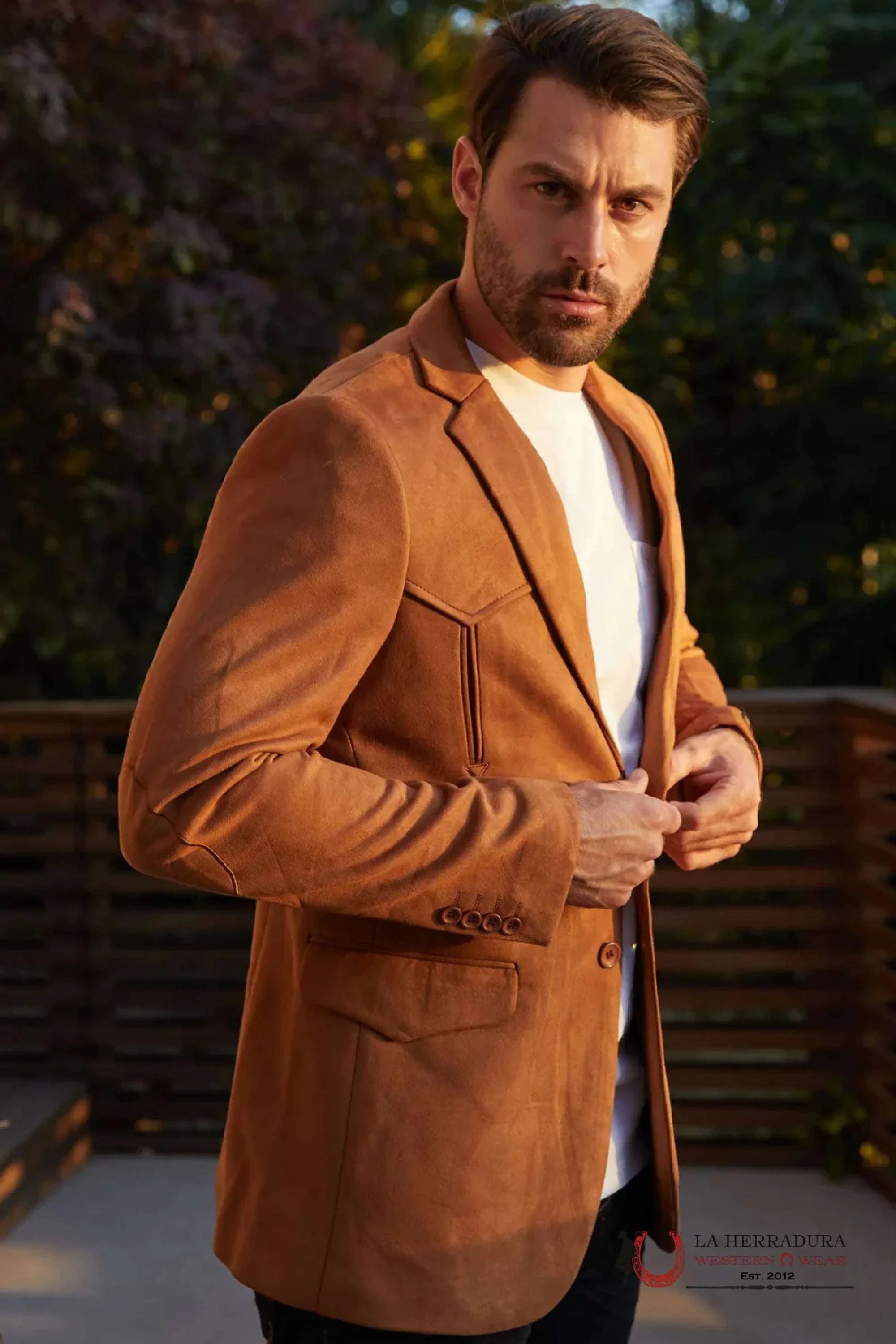 Platini Camel Gamuza Suede Rancher Blazer Blz9444 Ropa Hombres