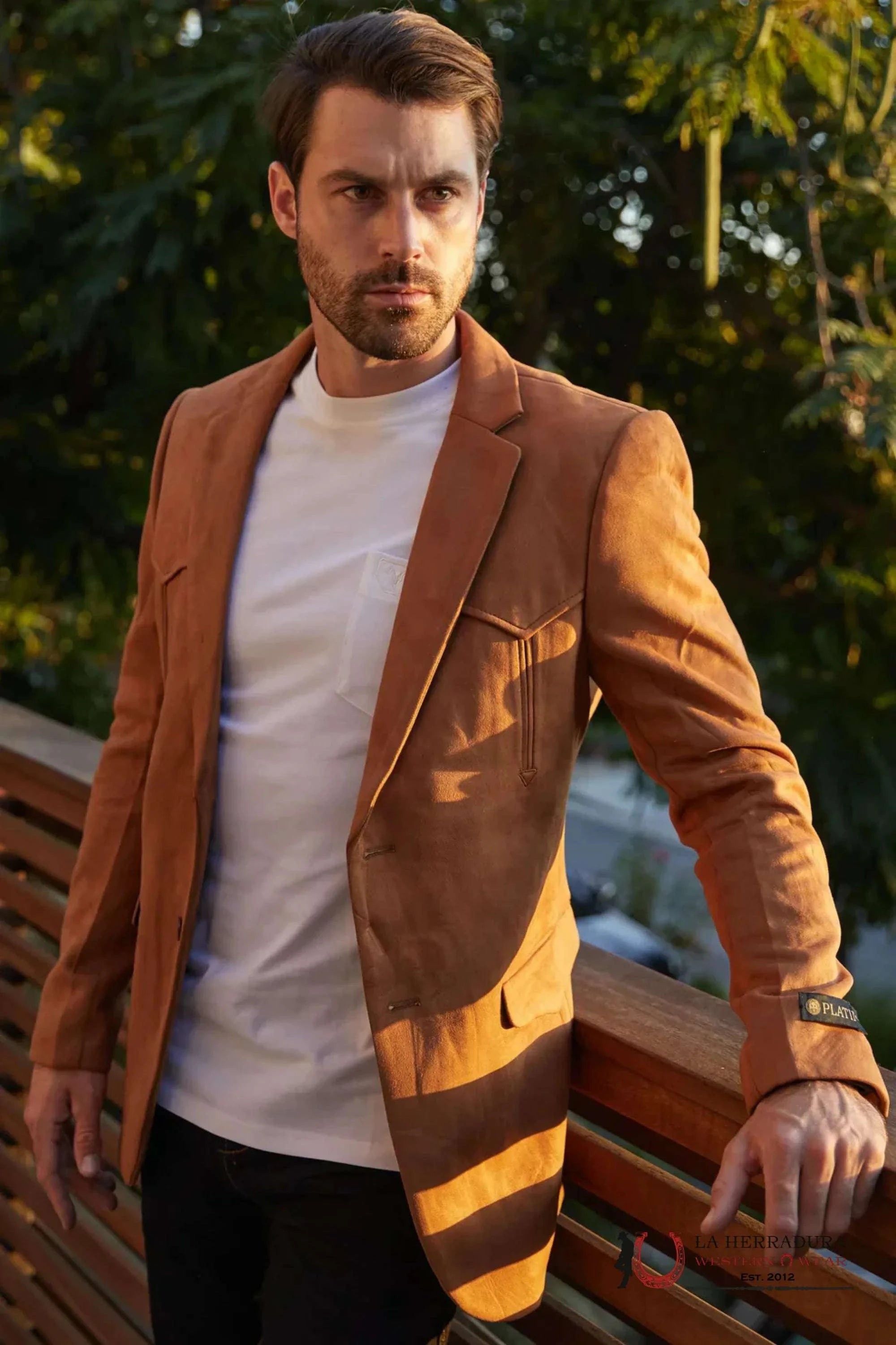 Platini Camel Gamuza Suede Rancher Blazer Blz9444 Ropa Hombres