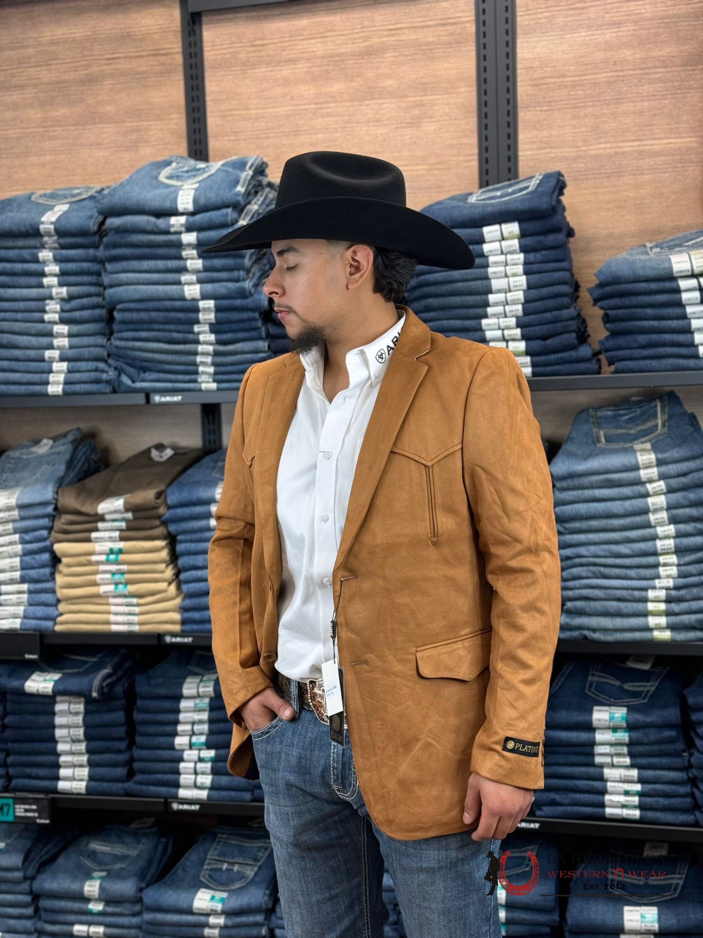 Platini Camel Gamuza Suede Rancher Blazer Blz9444 Ropa Hombres