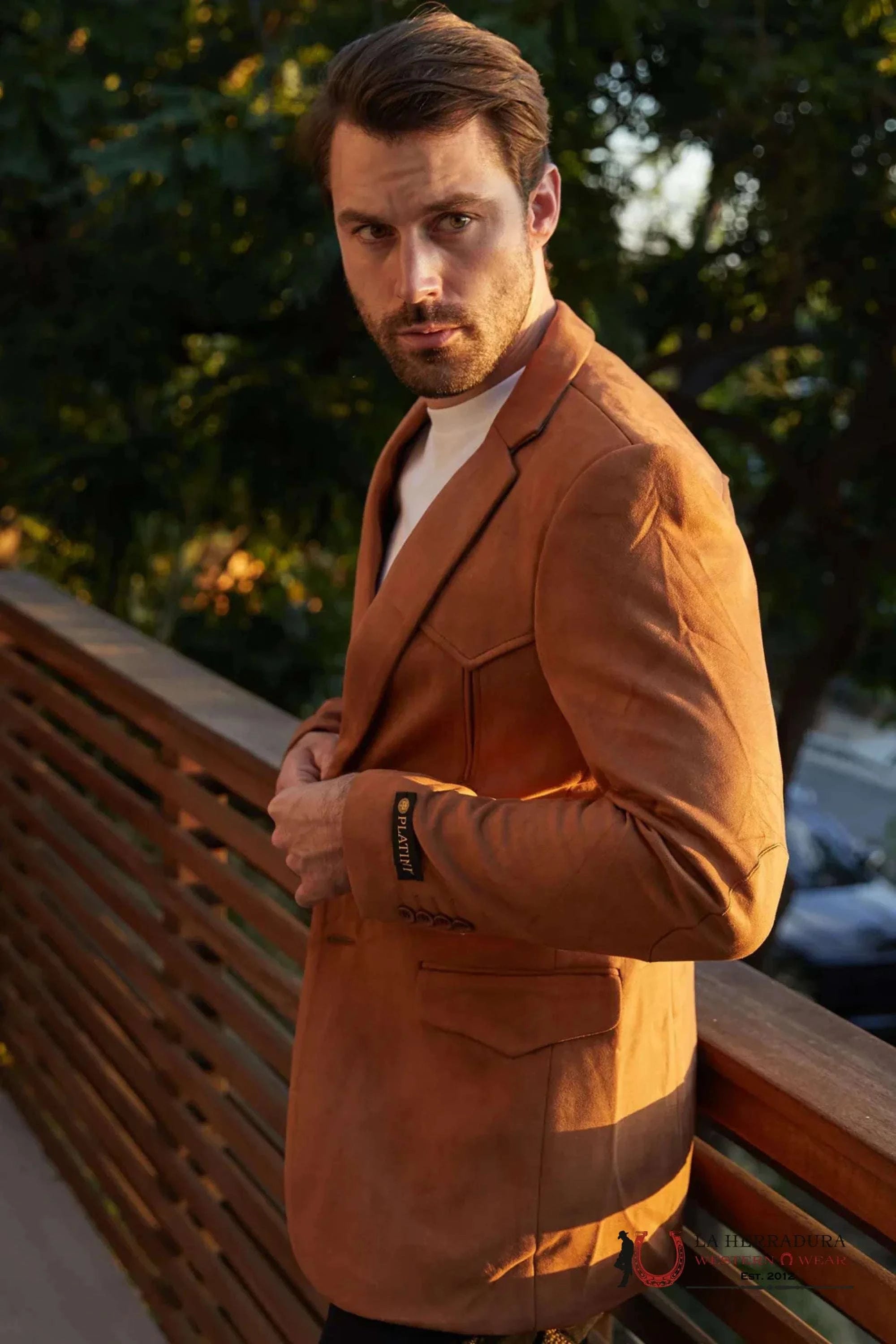 Platini Camel Gamuza Suede Rancher Blazer Blz9444 Ropa Hombres