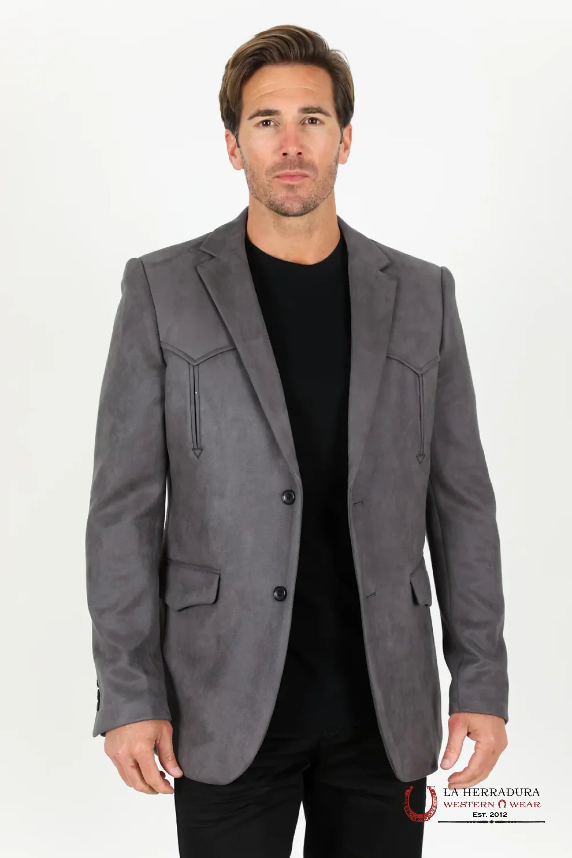 Platini Charcoal Gamuza Suede Blazer Rancher- Bl29445 Ropa Hombres