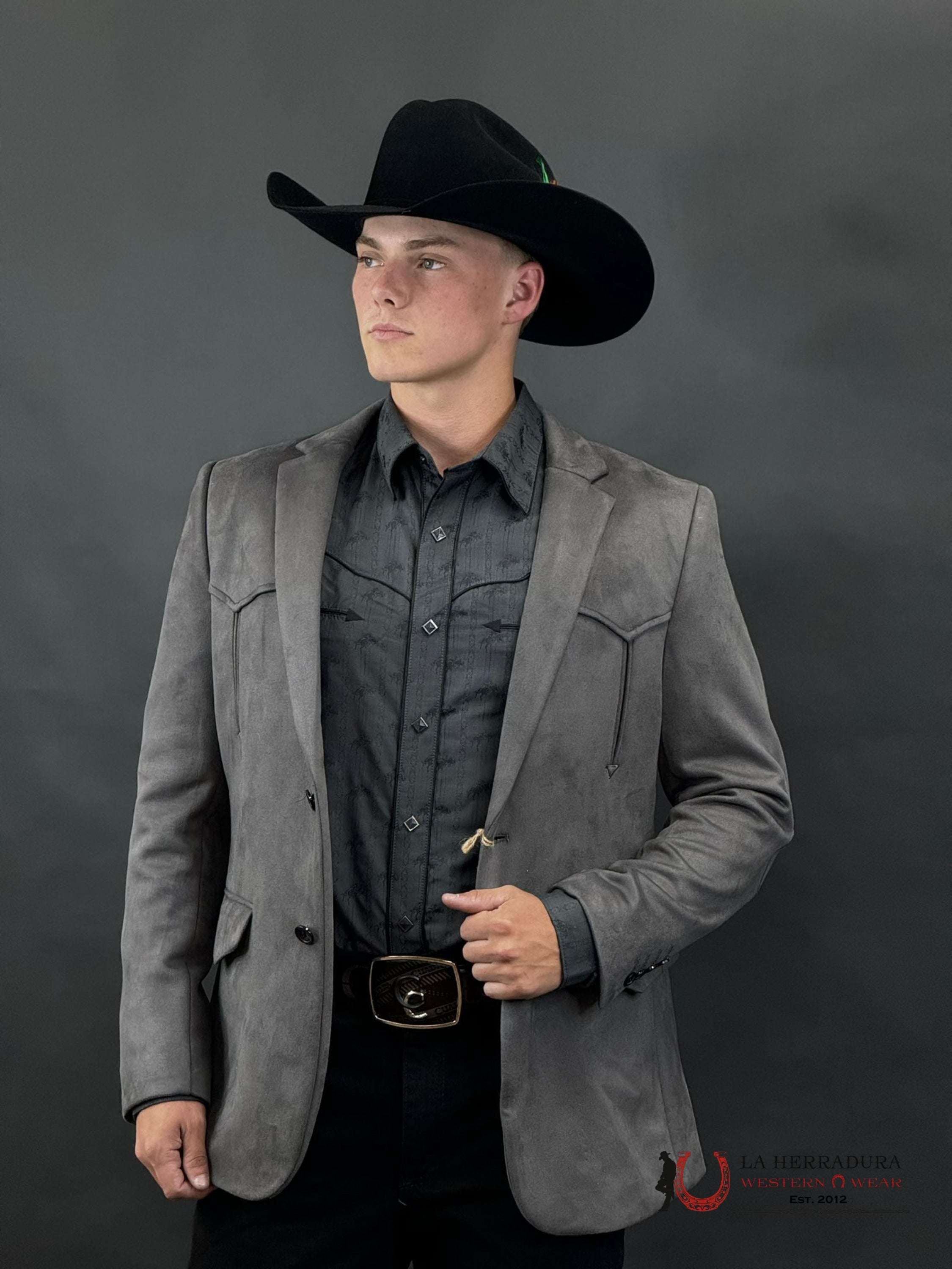 Platini Charcoal Gamuza Suede Blazer Rancher- Bl29445 Ropa Hombres