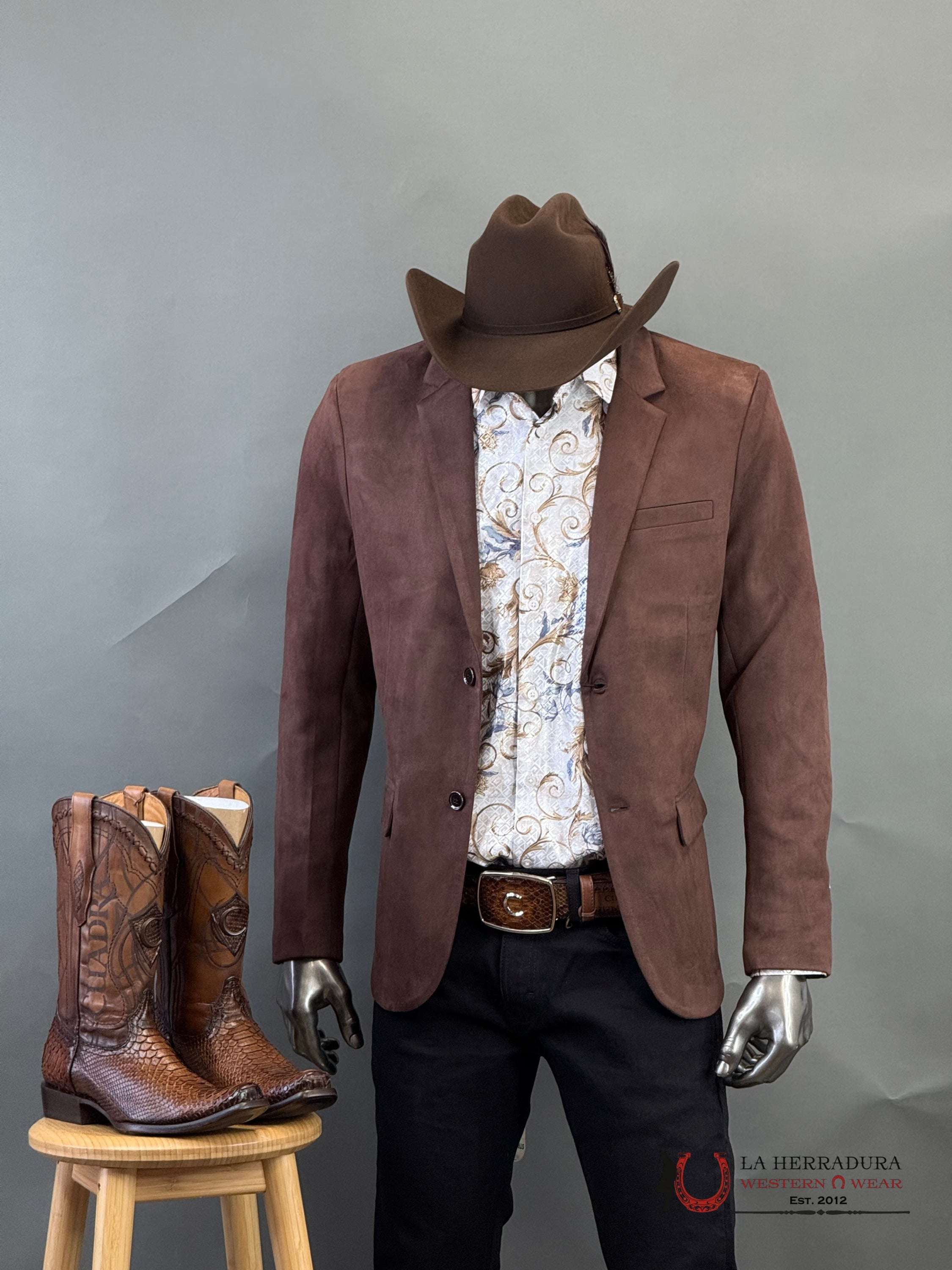 Platini Chocolate Brown Gamuza Suede Blazer Bl28859 Ropa Hombres