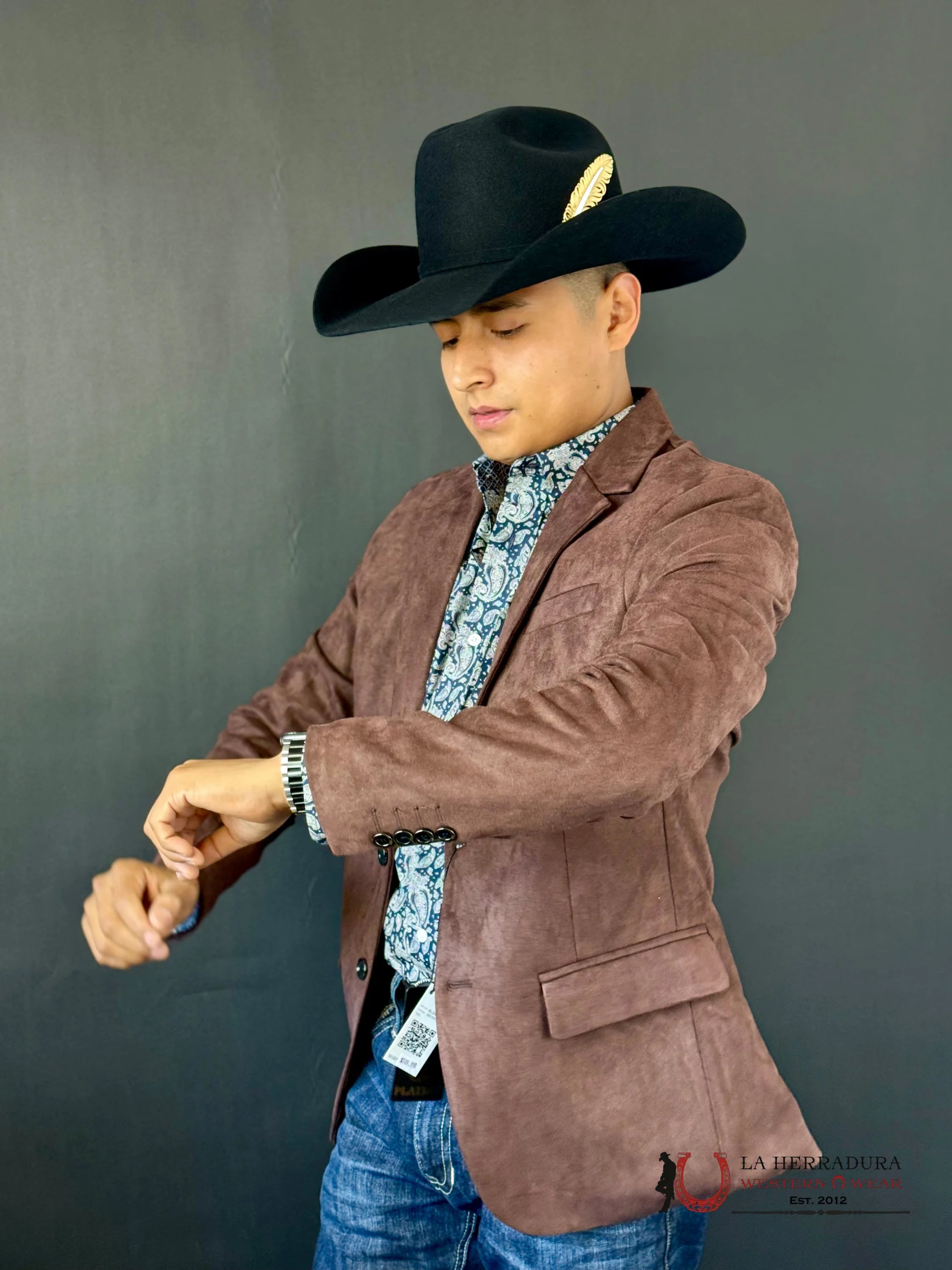 Platini Chocolate Brown Gamuza Suede Blazer Bl28859 Ropa Hombres