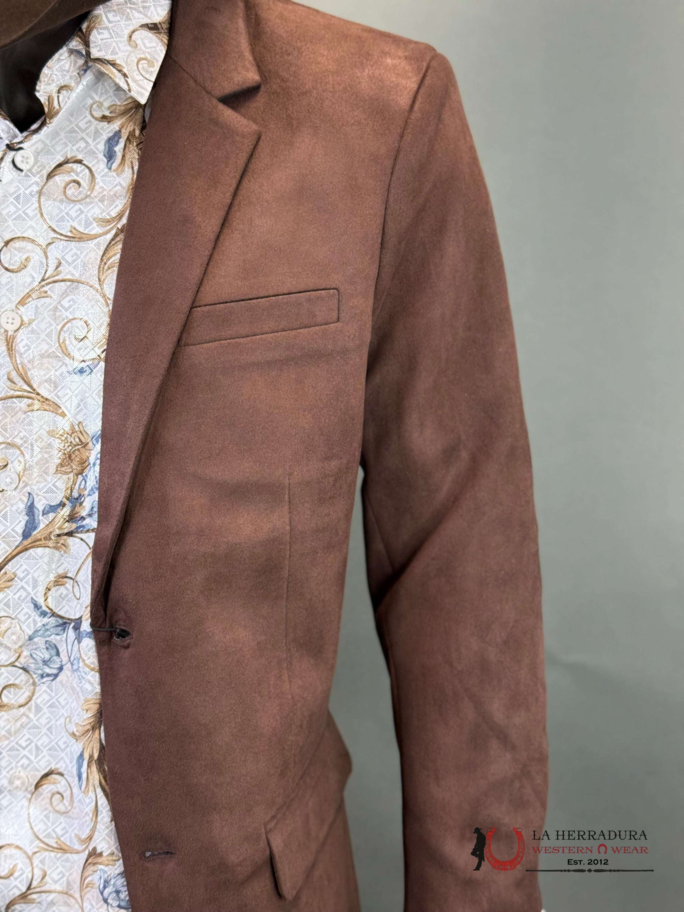 Platini Chocolate Brown Gamuza Suede Blazer Bl28859 Ropa Hombres