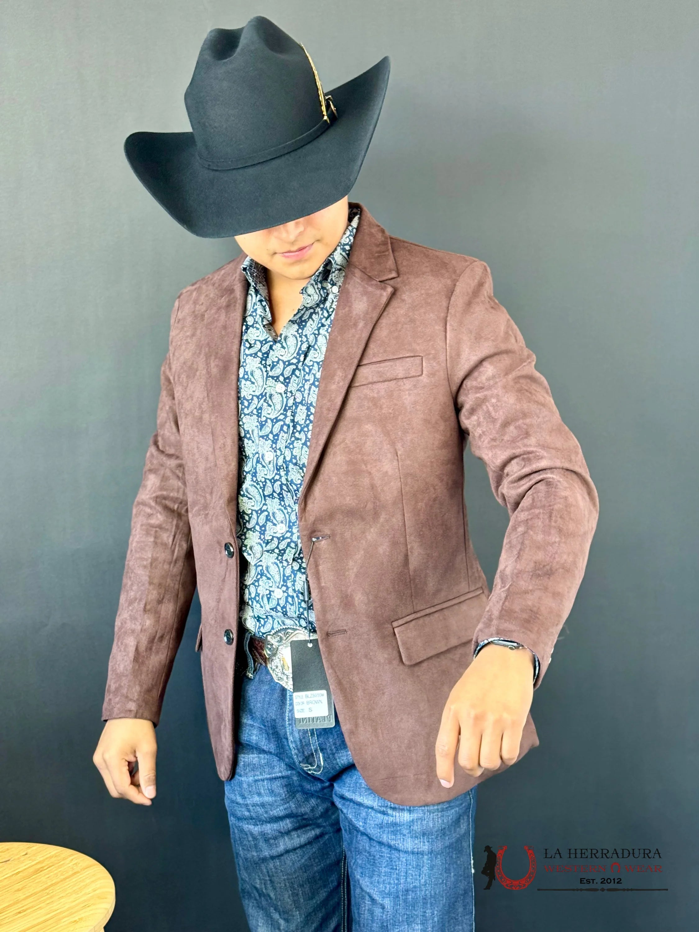 Platini Chocolate Brown Gamuza Suede Blazer Bl28859 Ropa Hombres