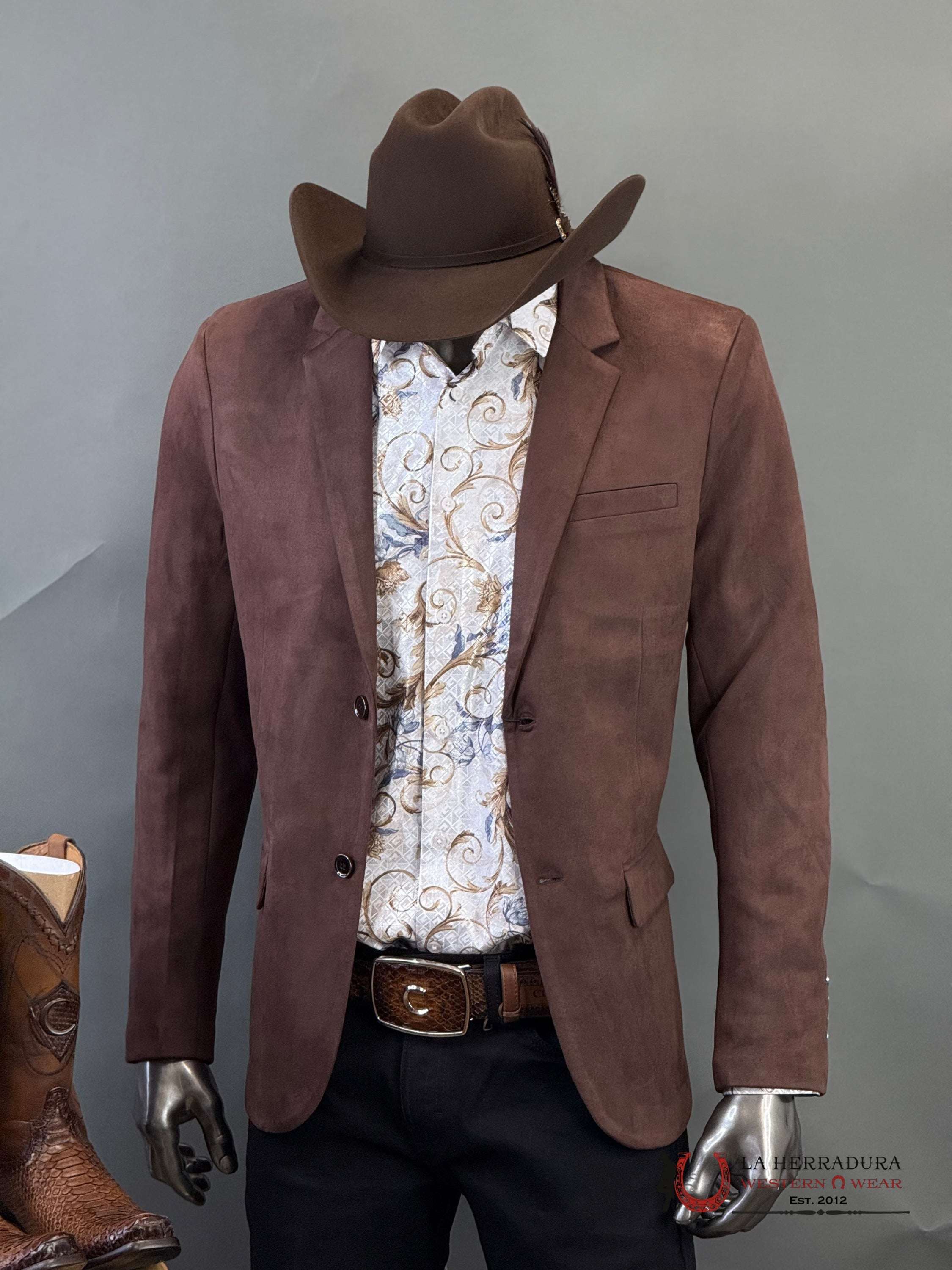 Platini Chocolate Brown Gamuza Suede Blazer Bl28859 Ropa Hombres