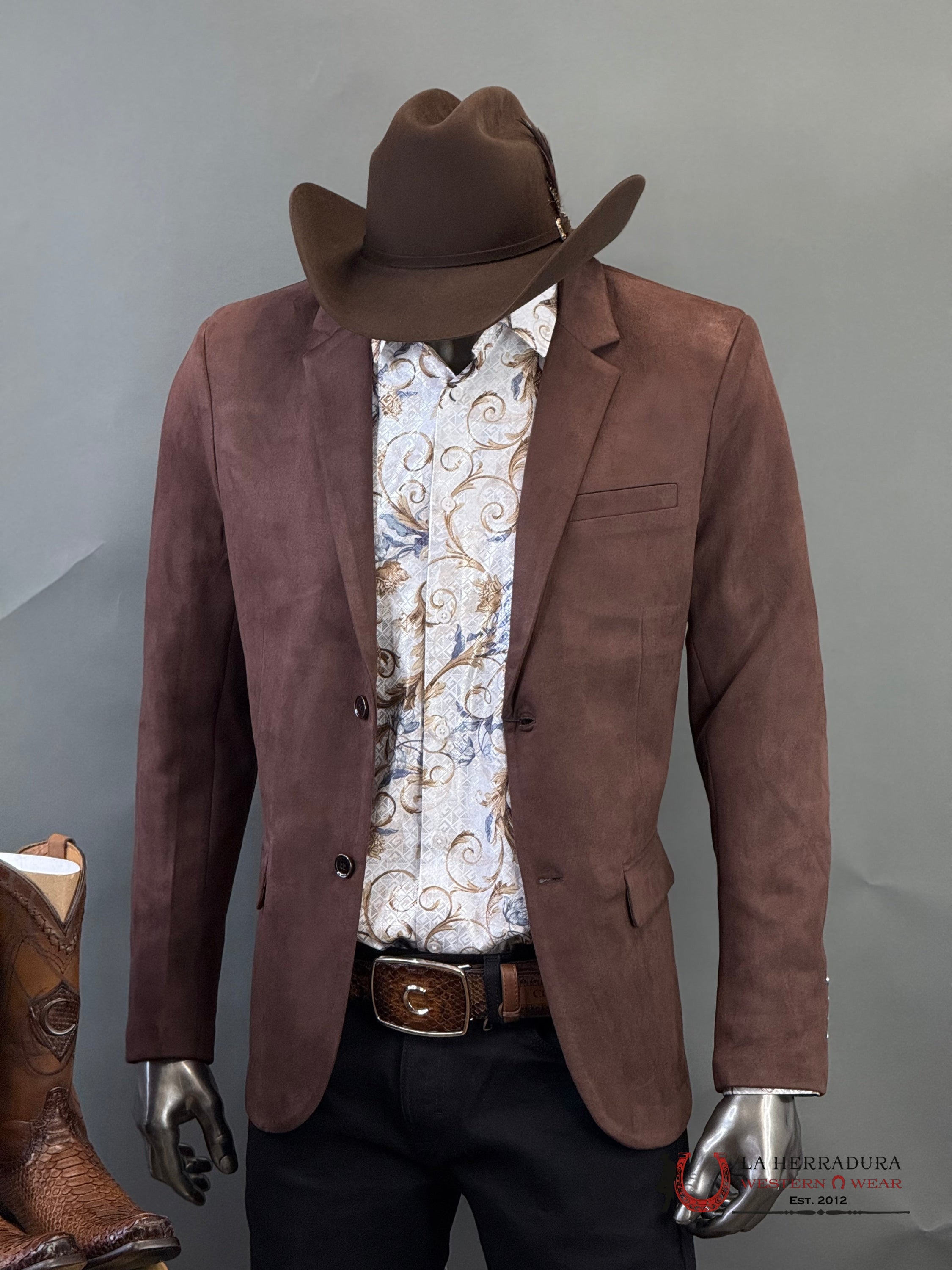 Platini Chocolate Brown Gamuza Suede Blazer Bl28859 Ropa Hombres