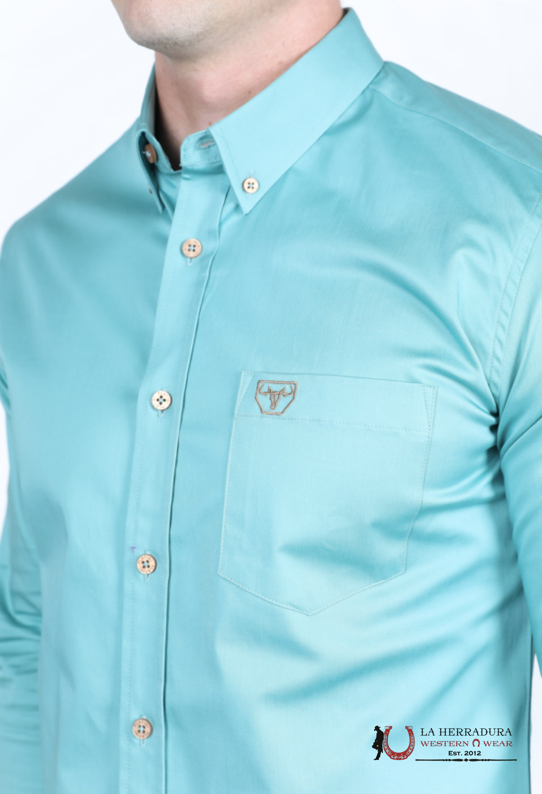 Platini Men Stretch Fit Button Up Turquoise CTL9829 ROPA HOMBRES