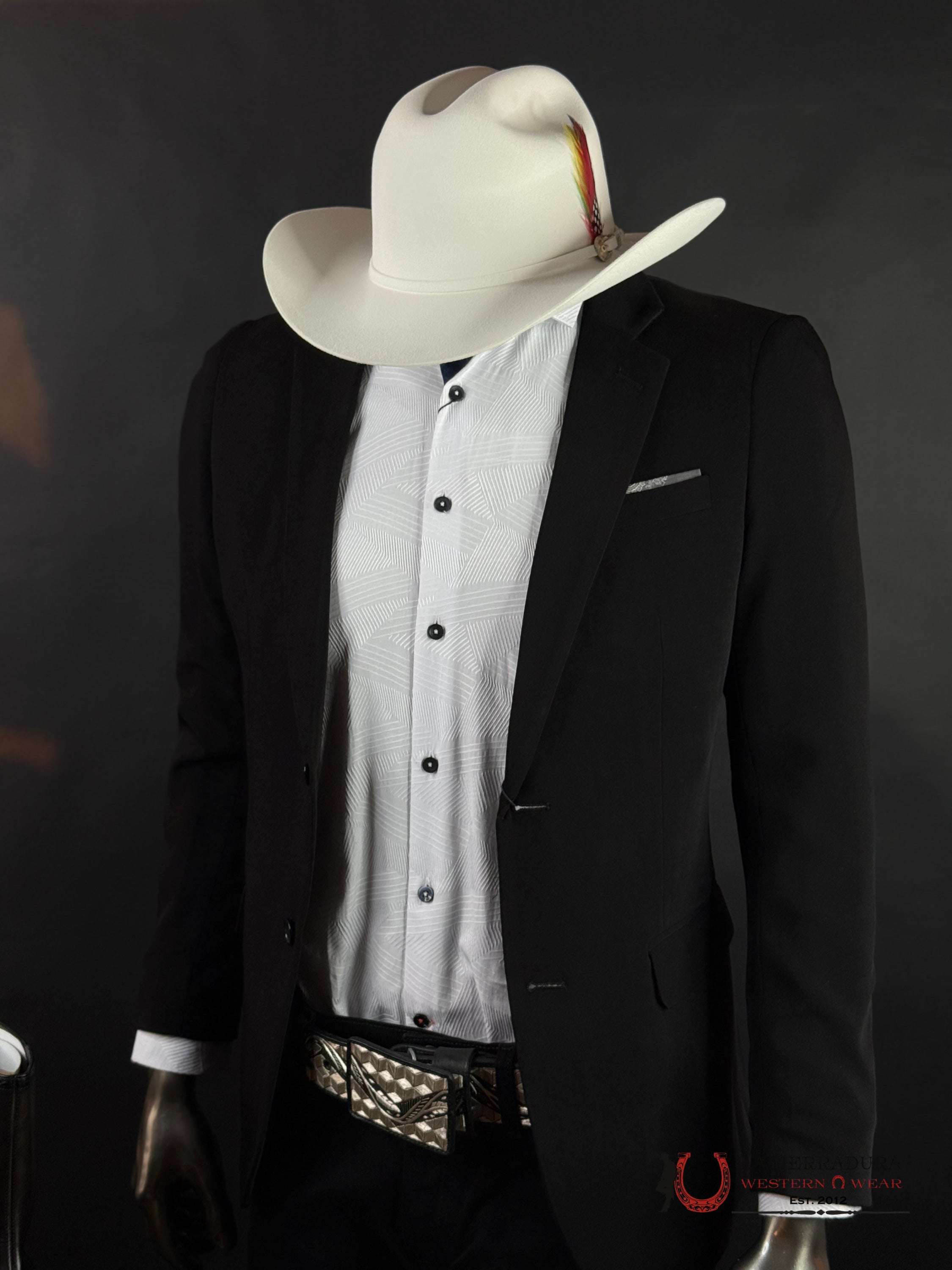 Mens Blazer Black With Grey Floral - BLZ9926 ROPA HOMBRES