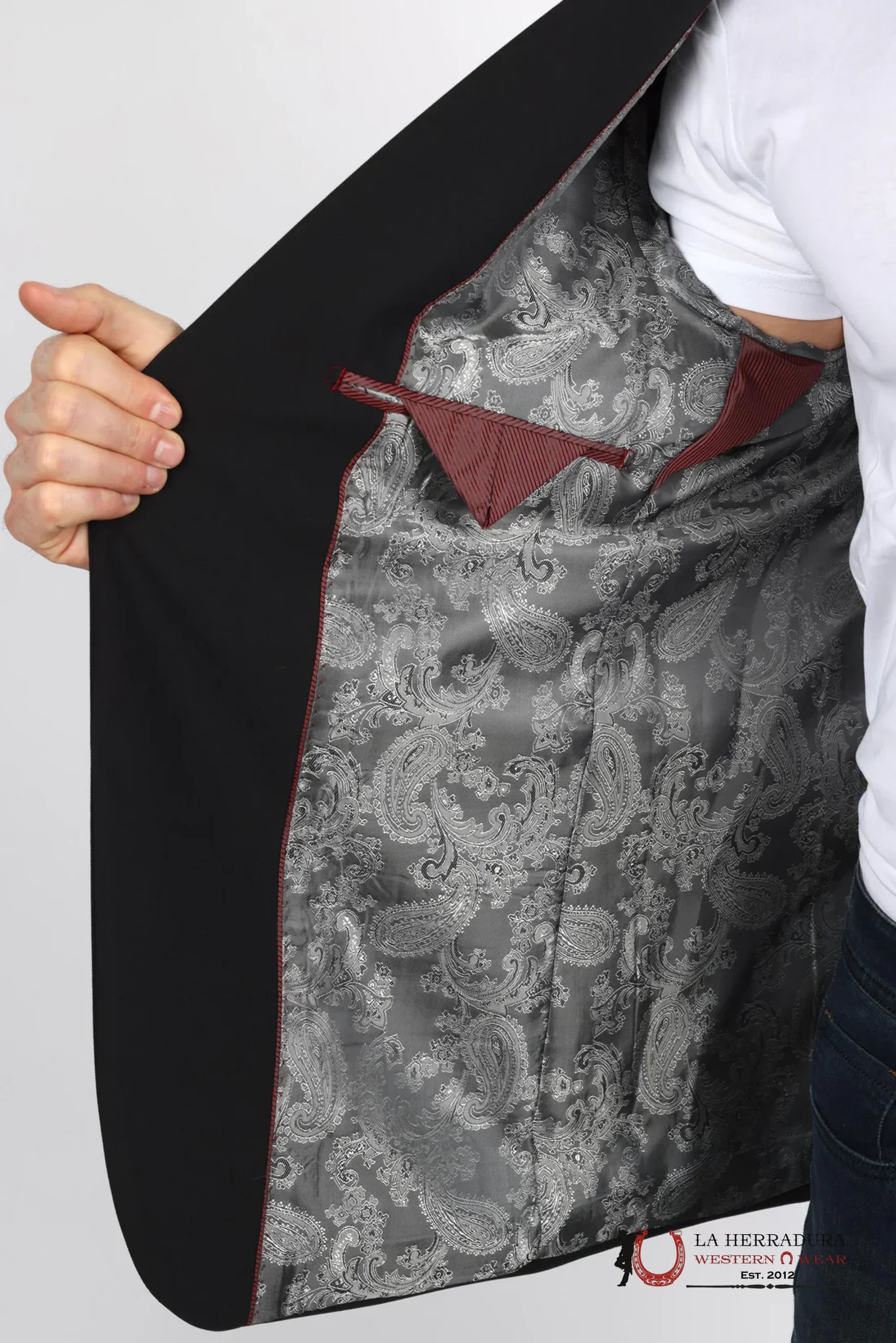 PLATINI Black With Grey Floral - BLZ9926 ROPA HOMBRES