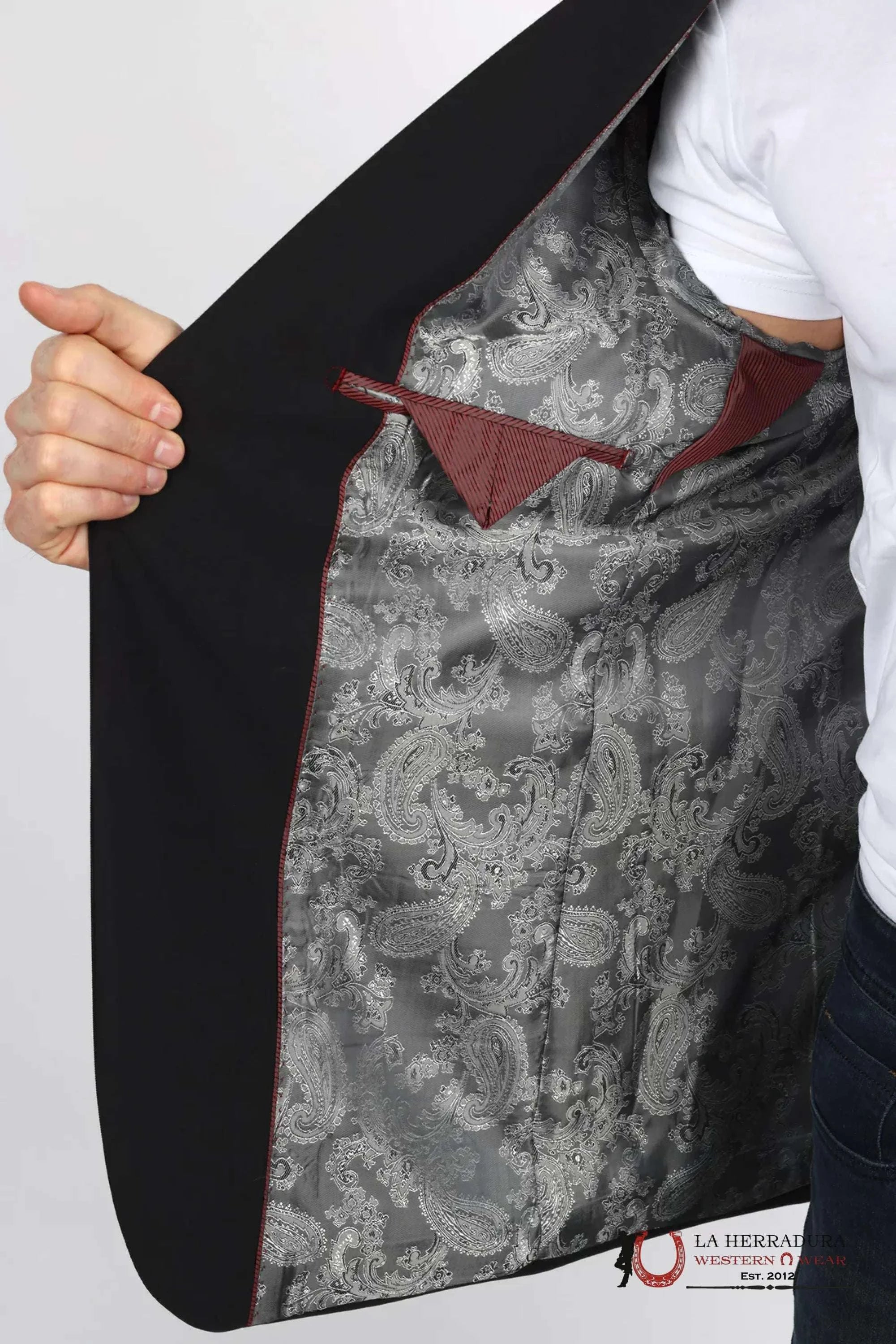 PLATINI Black With Grey Floral - BLZ9926 ROPA HOMBRES