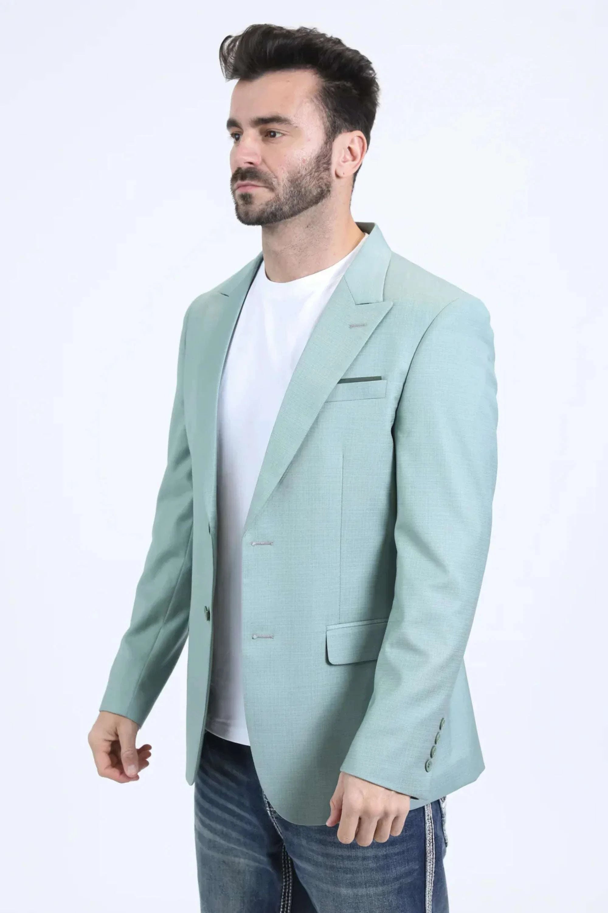 MENS BLAZER MINT GREEN TEAL BLZ10812 CLASIC ROPA HOMBRES