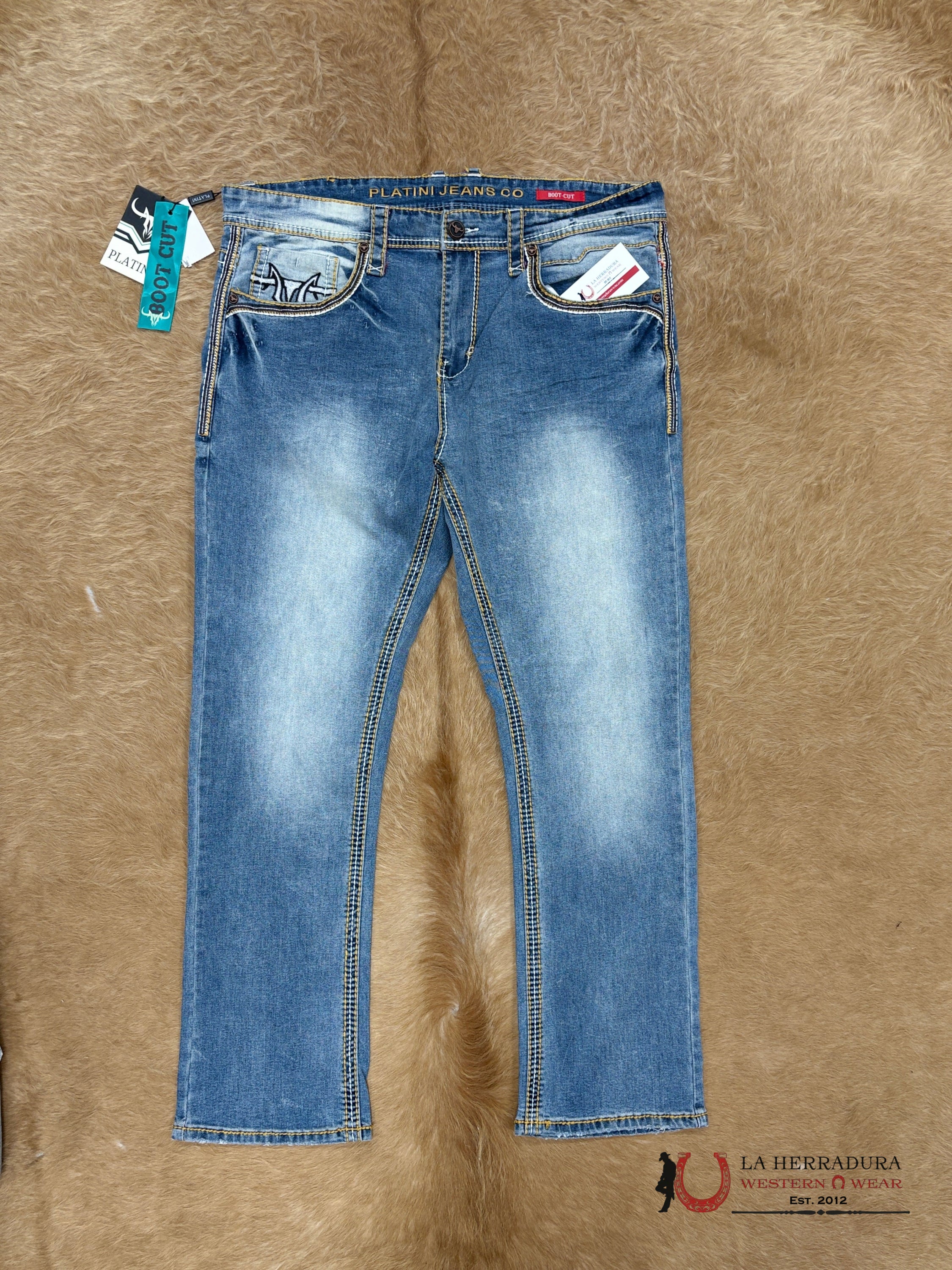 PLATINI MENS BOOT CUT JEANS LT BLUE- PHD7738 ROPA HOMBRES