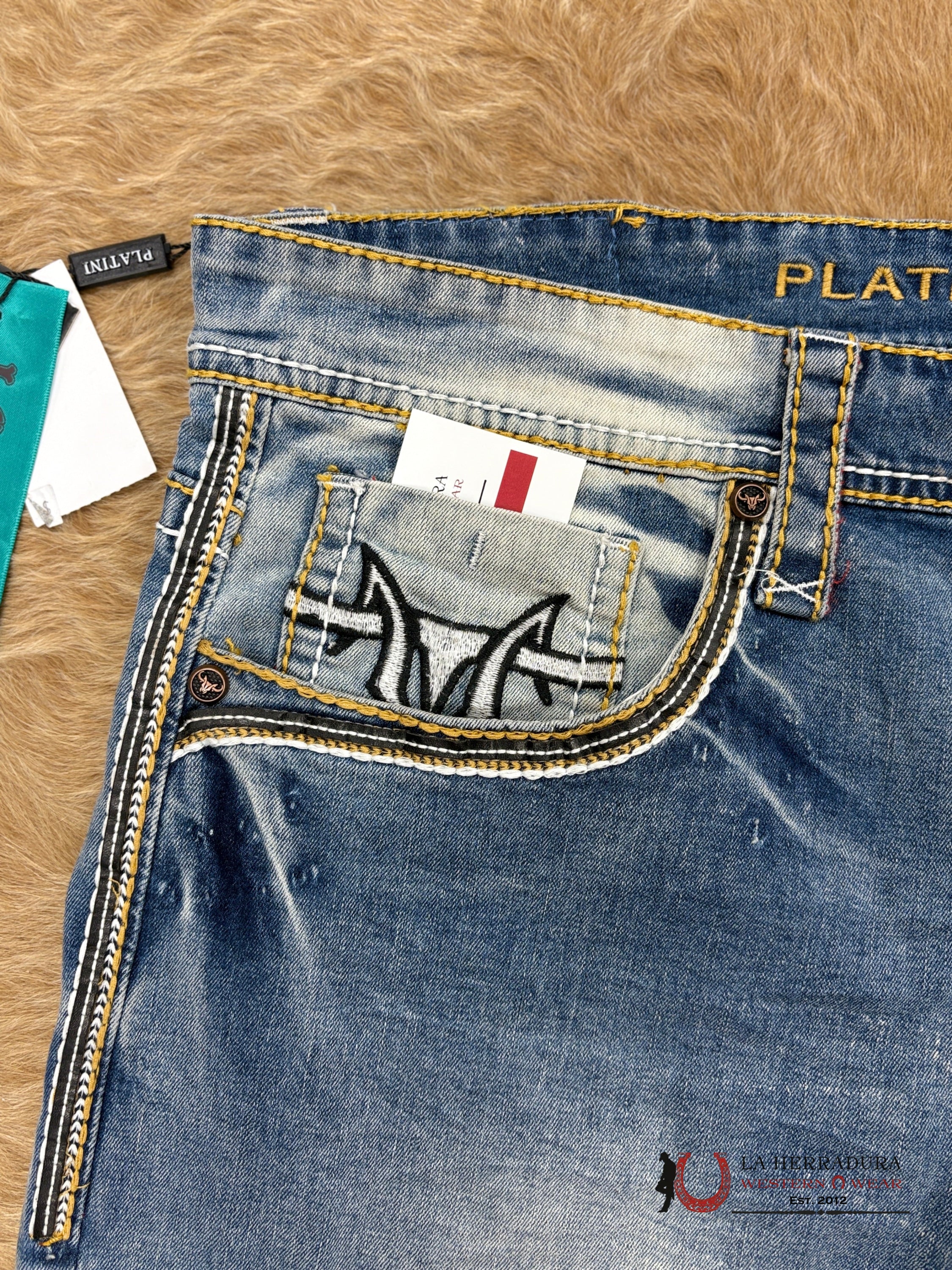 PLATINI MENS BOOT CUT JEANS LT BLUE- PHD7738 ROPA HOMBRES