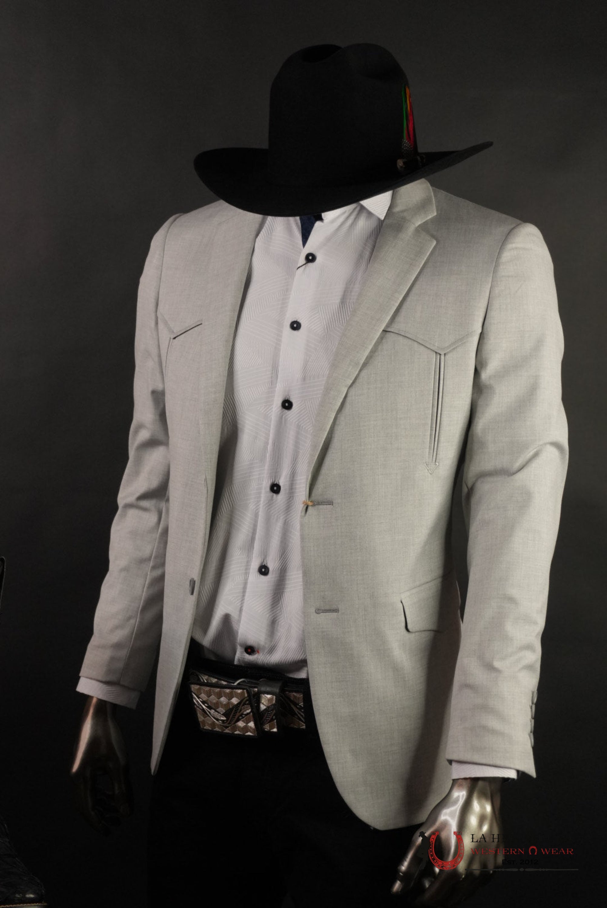 MENS DOUBLE BOTTOM WESTERN/RANCHER GREY BLAZER - BLW10522 ROPA HOMBRES