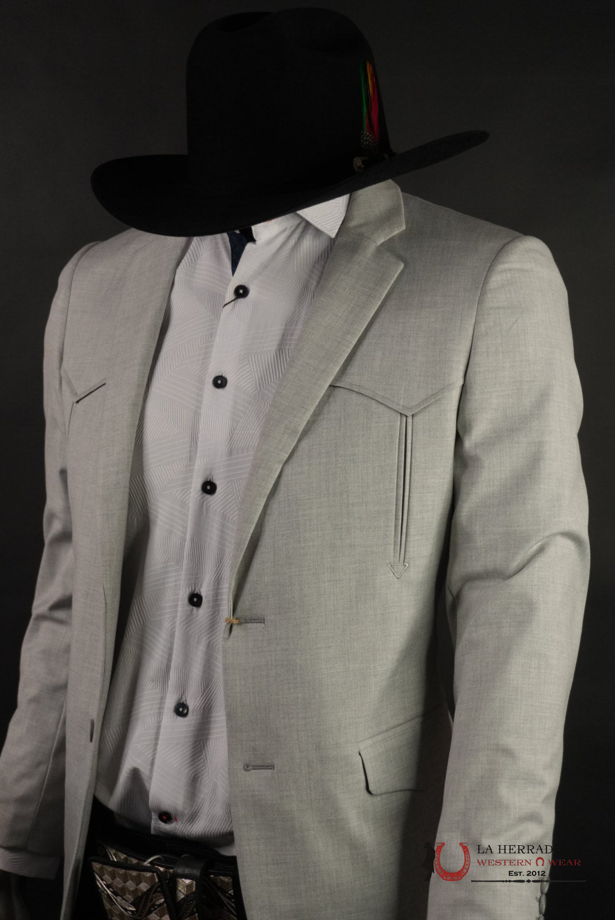 MENS DOUBLE BOTTOM WESTERN/RANCHER GREY BLAZER - BLW10522 ROPA HOMBRES